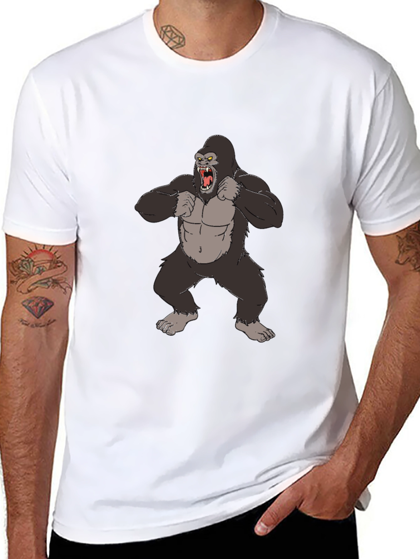 Gorilla Graphic Tee - Black Cotton T-Shirt