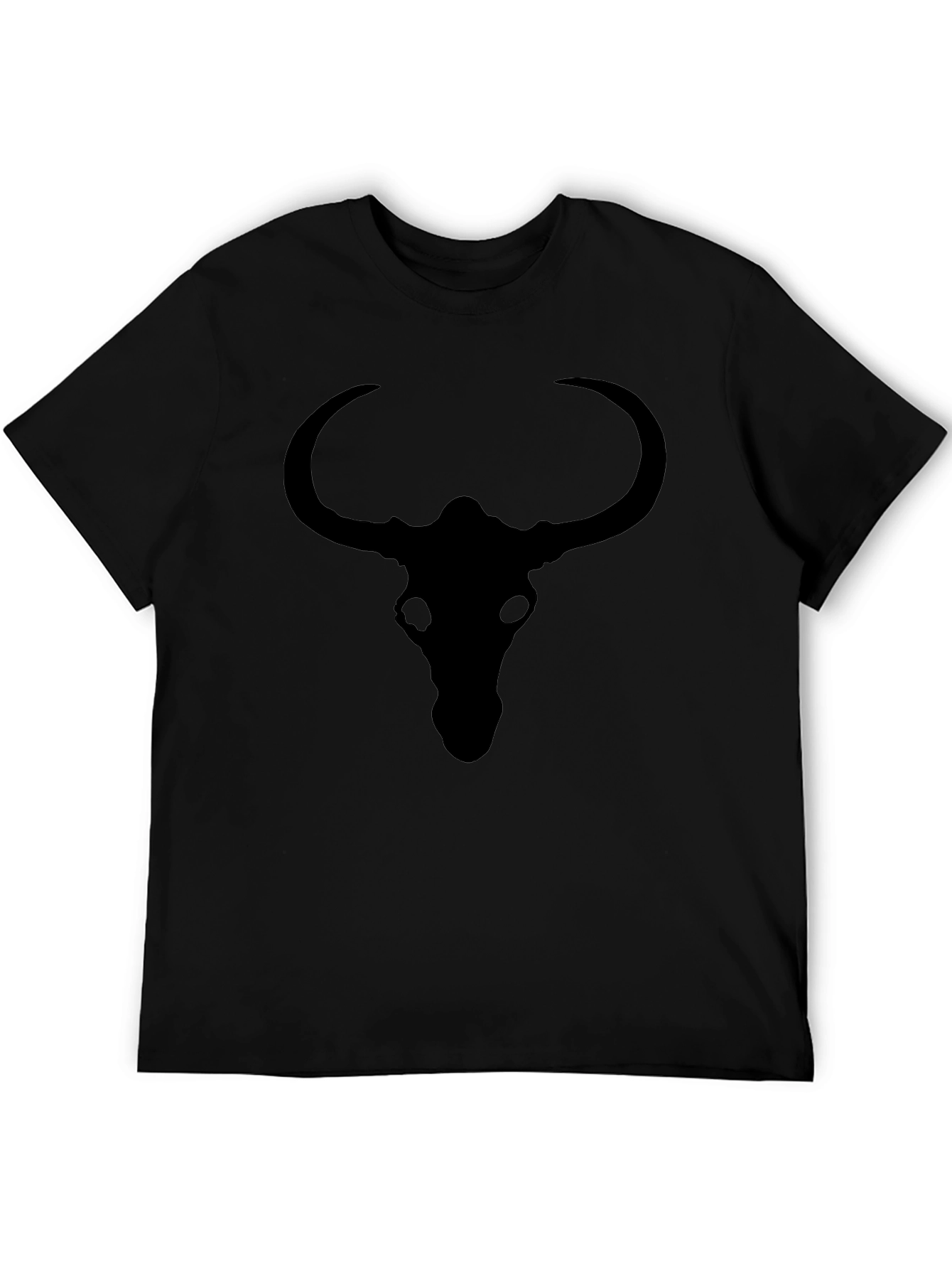 Black Bull Skull Graphic Tee - Mens Casual Top