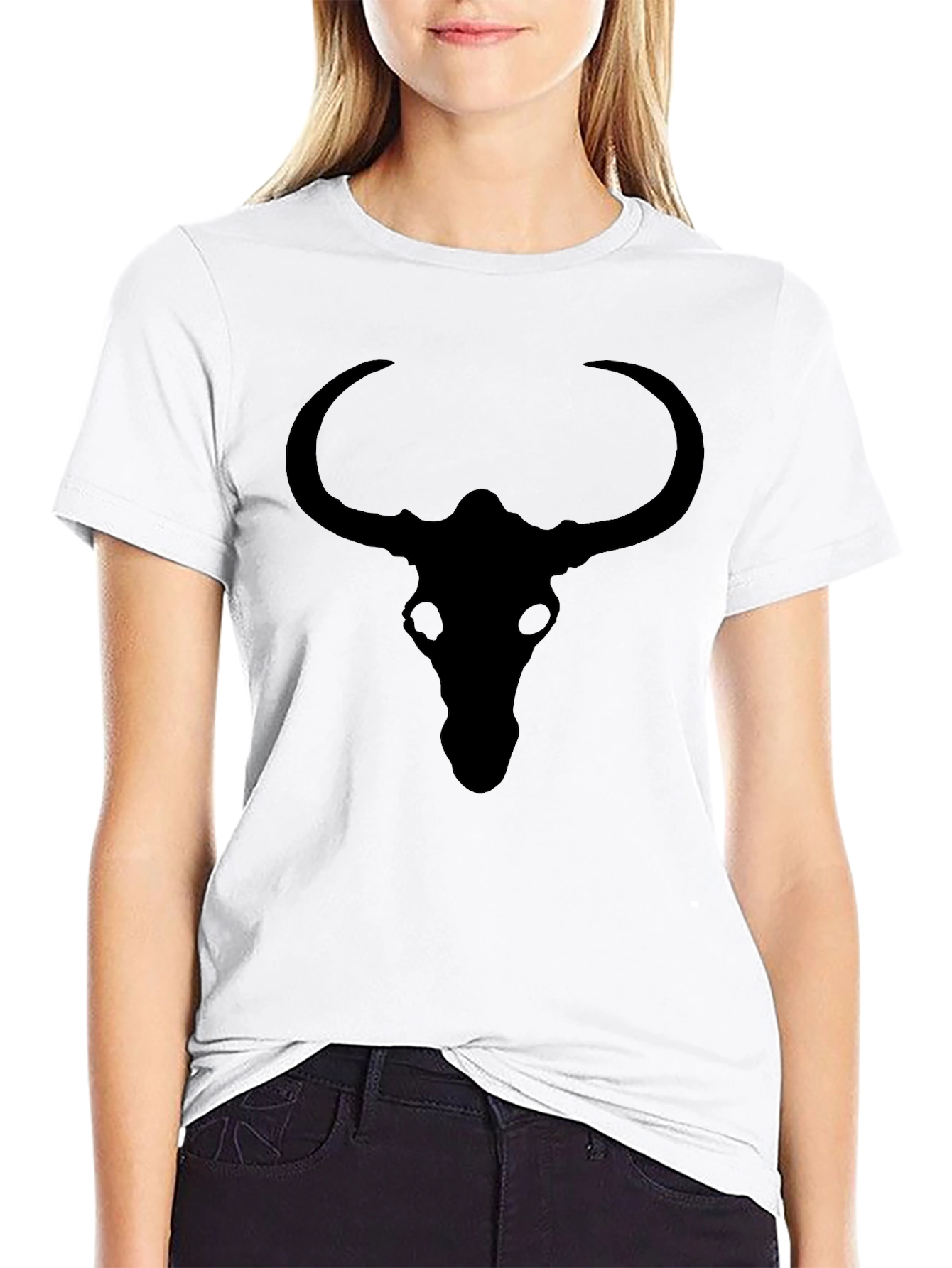 Black Bull Skull Graphic Tee - Mens Casual Top