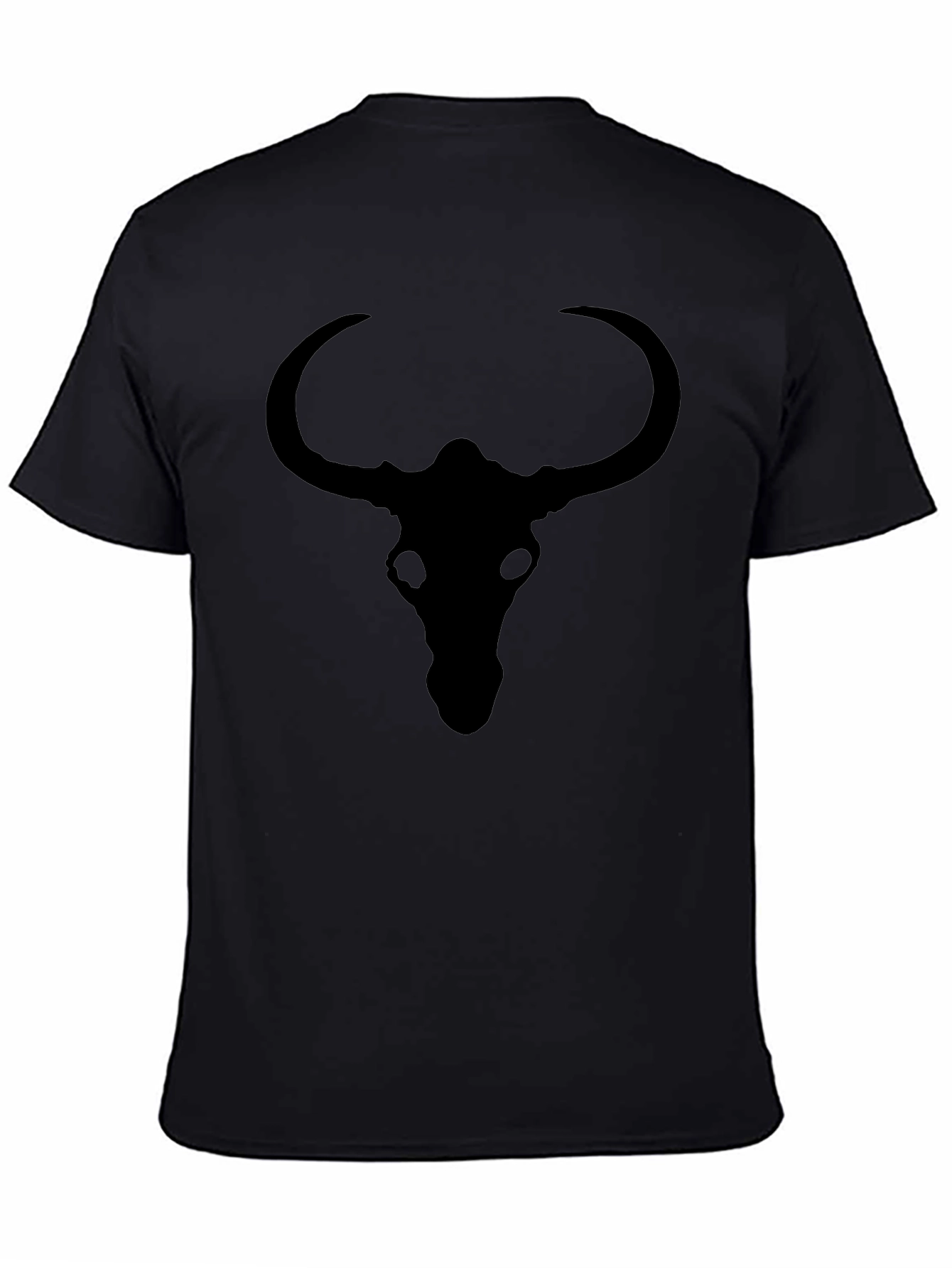 Black Bull Skull Graphic Tee - Mens Casual Top