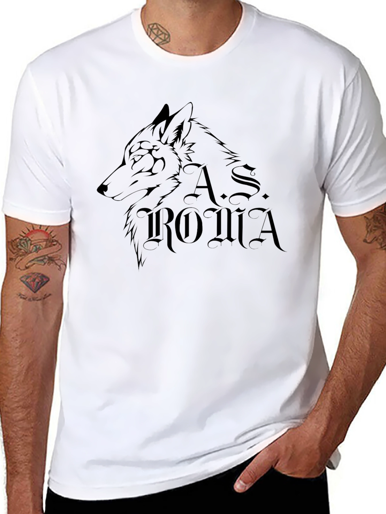 AS Roma Wolf Graphic T-Shirt - Black