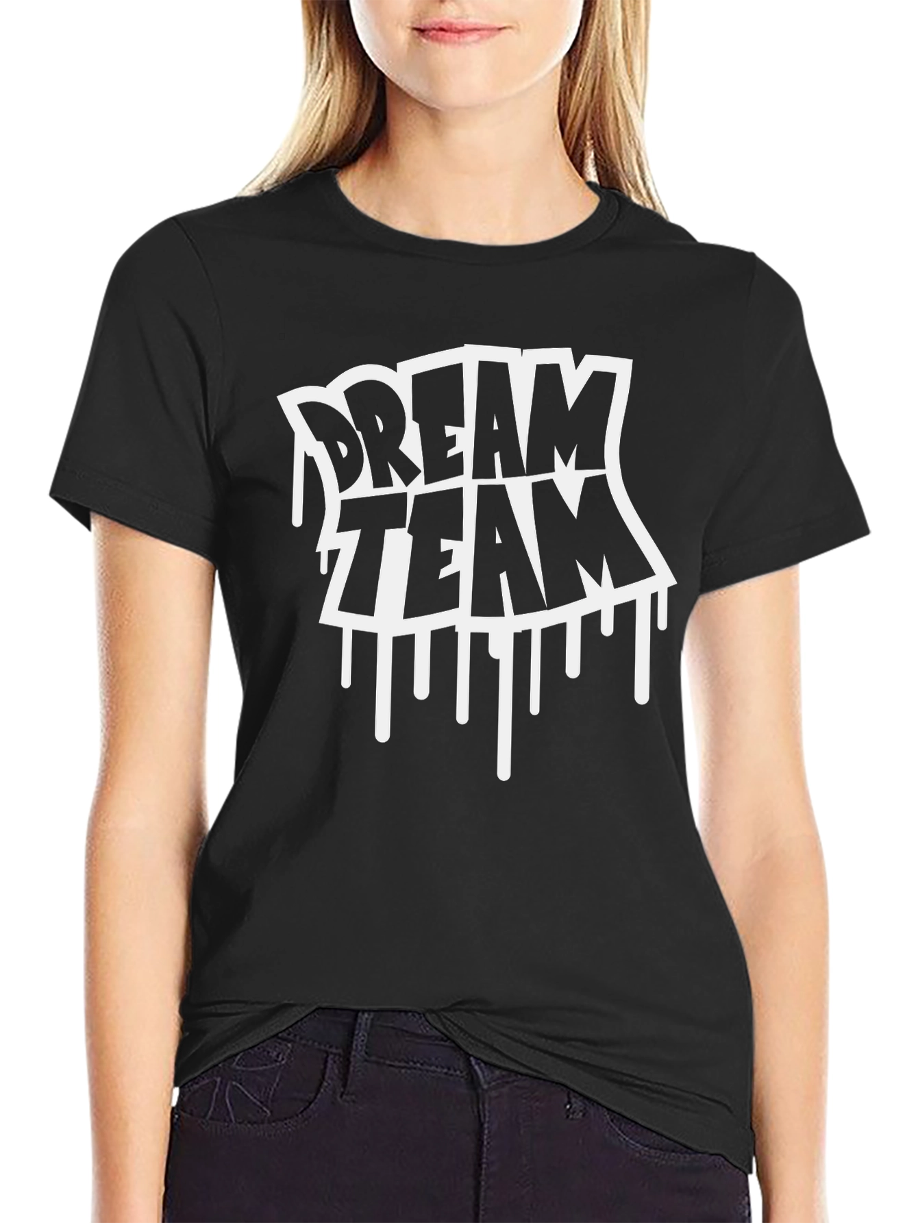 Dream Team Graphic Tee - Black Cotton T-Shirt