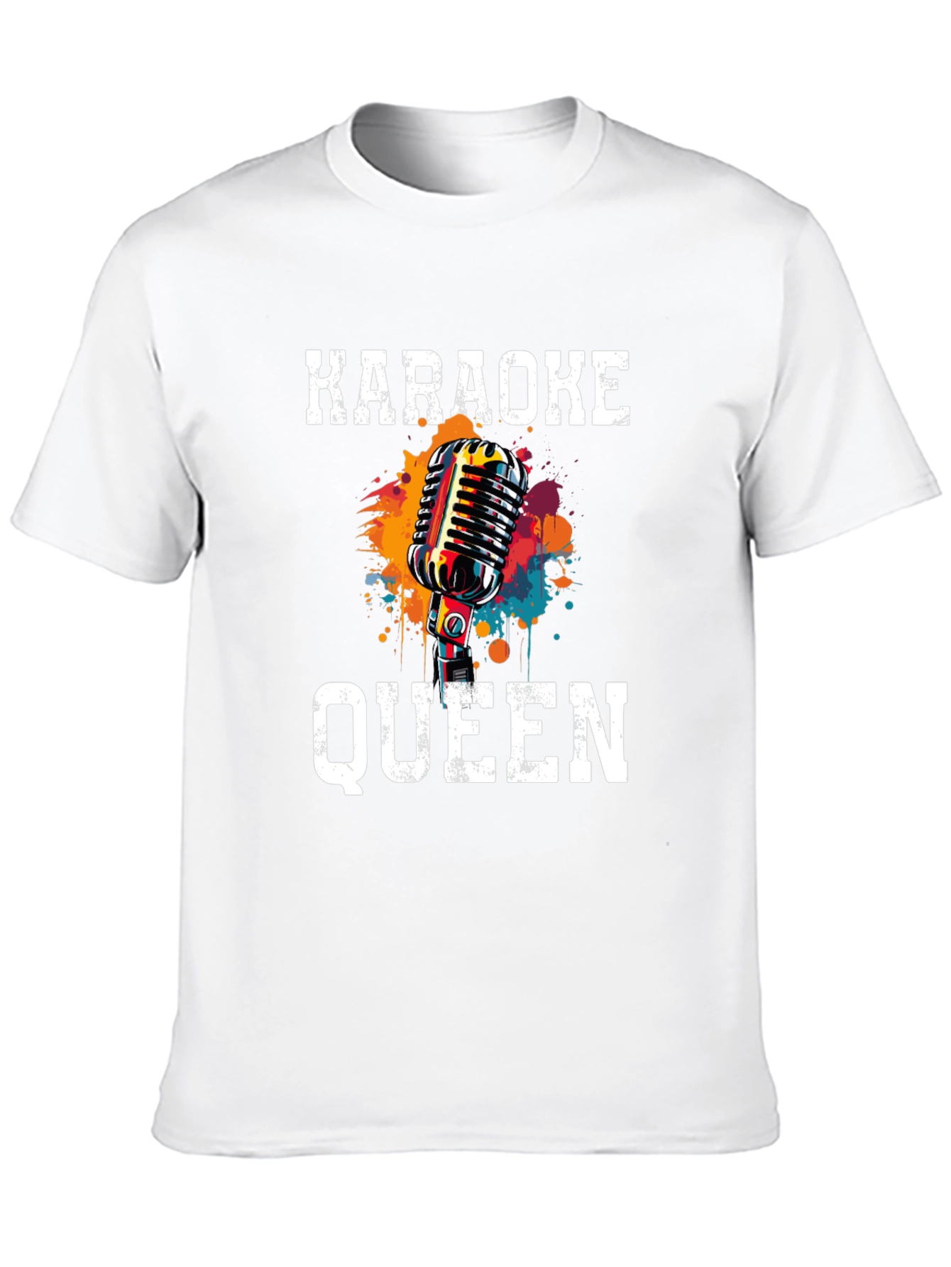Karaoke Queen Graphic Tee - Retro Microphone Design