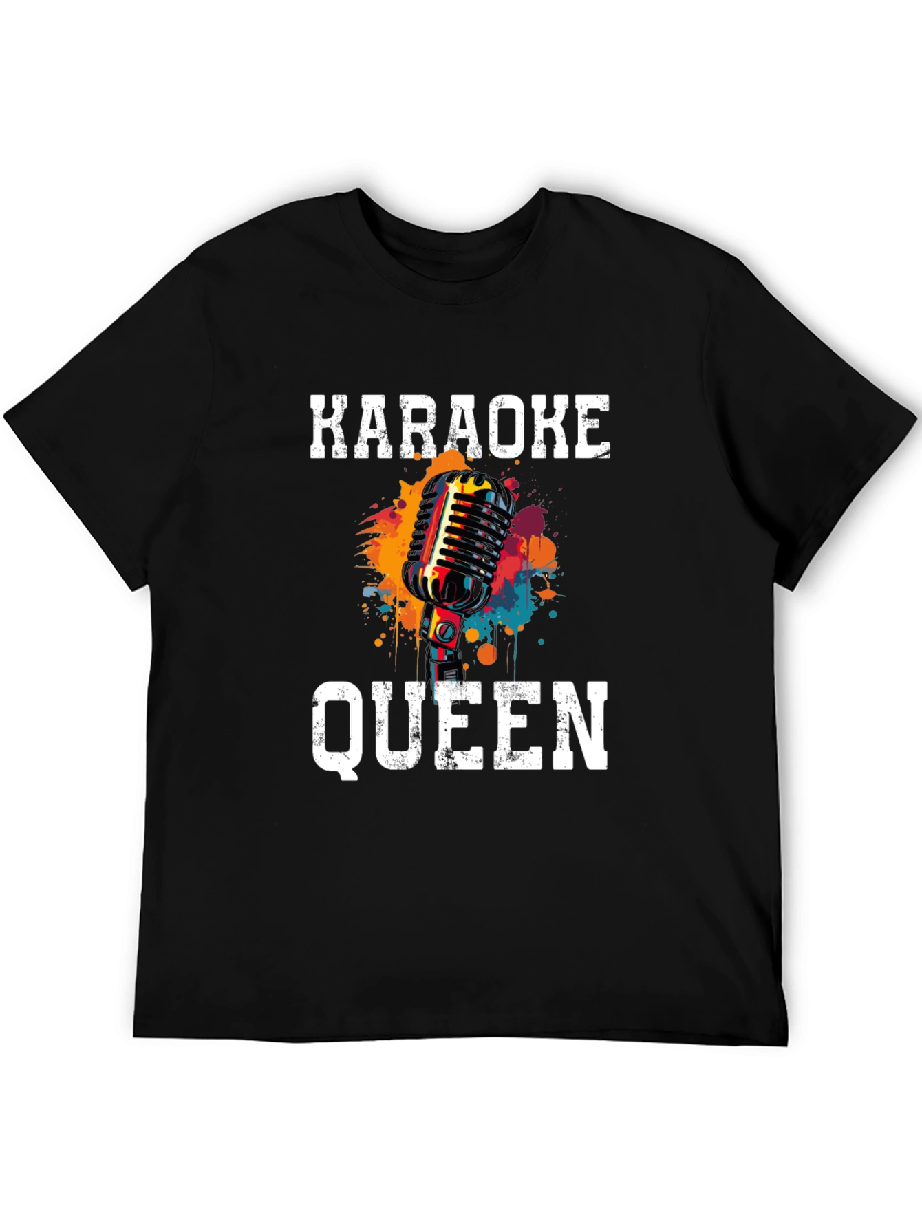 Karaoke Queen Graphic Tee - Retro Microphone Design