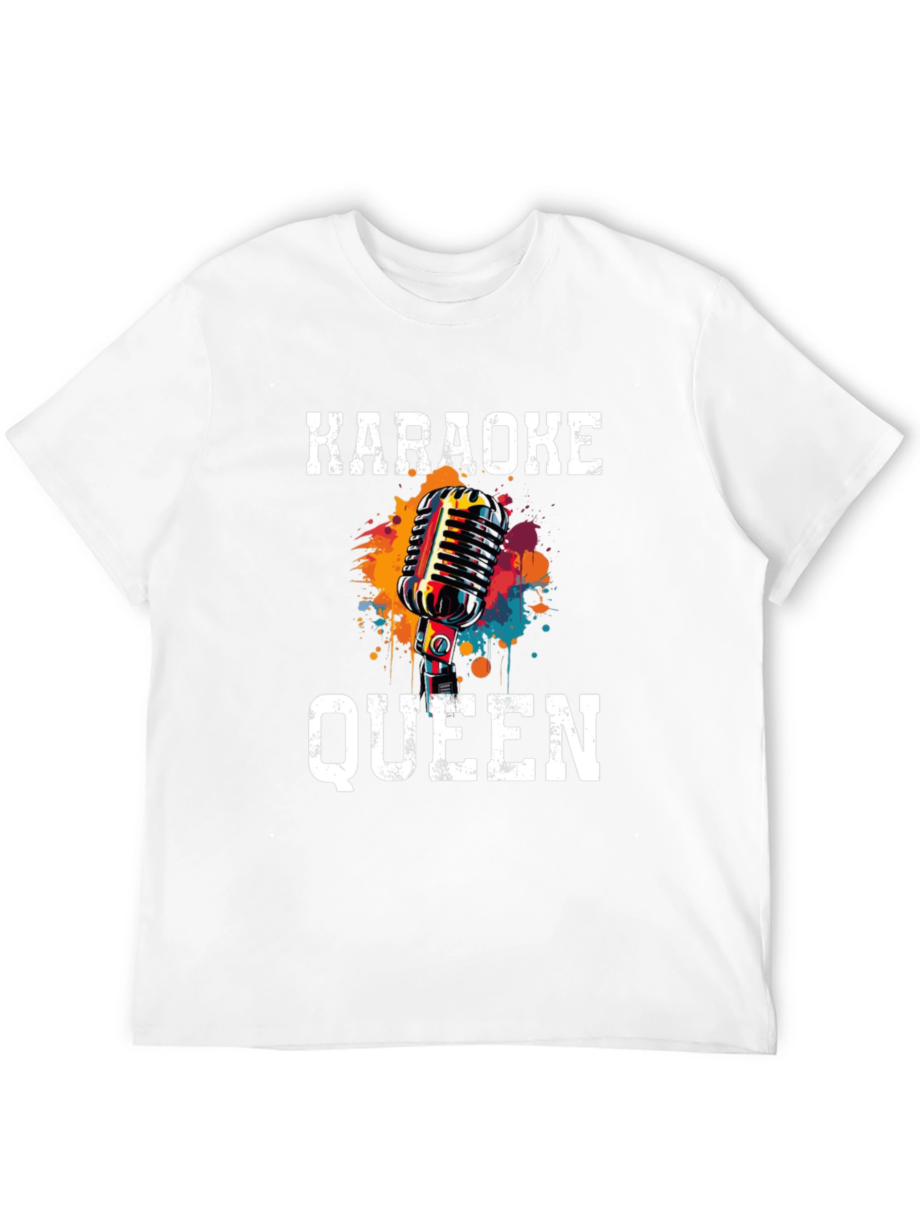 Karaoke Queen Graphic Tee - Retro Microphone Design