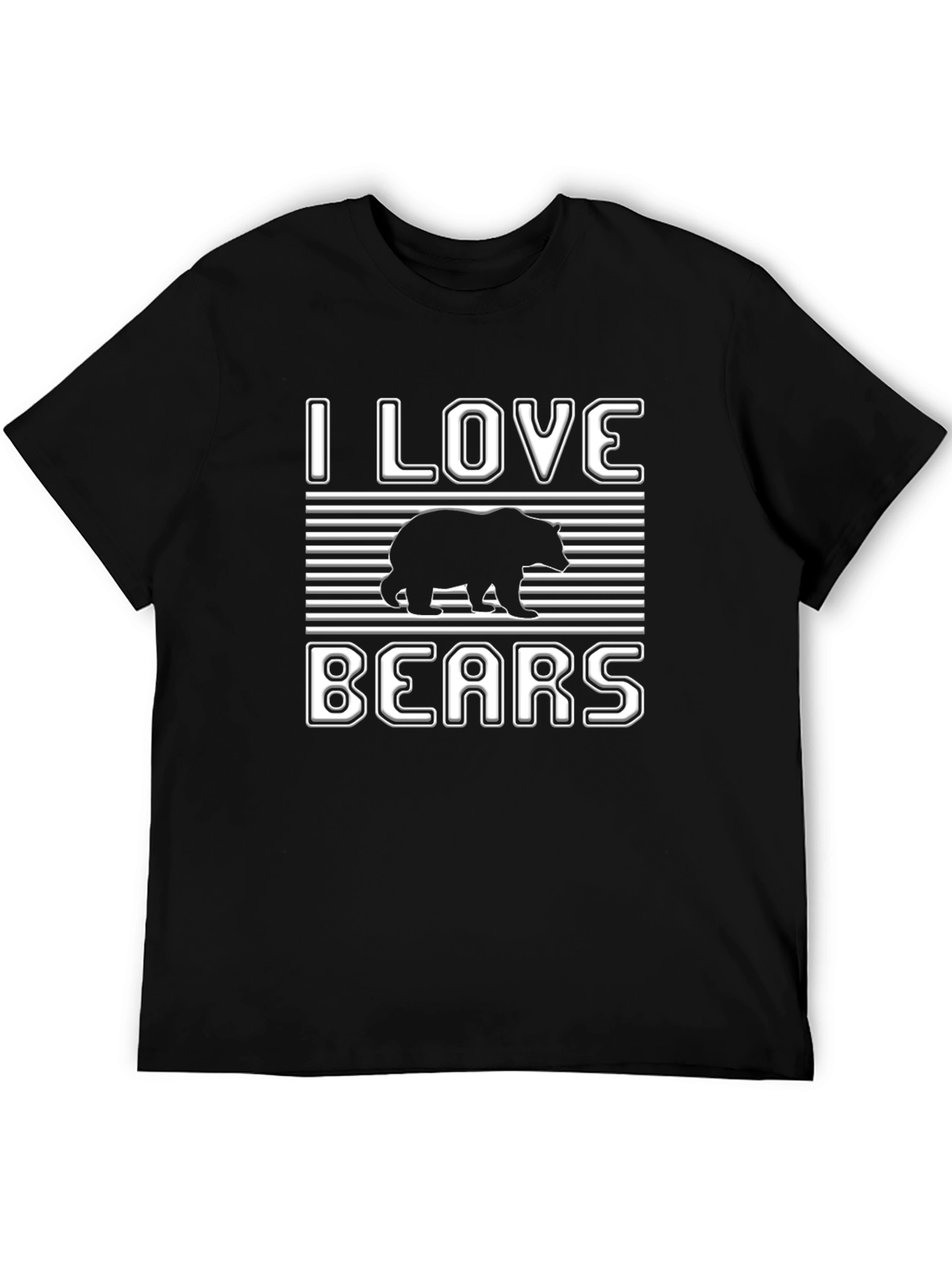 I Love Bears Graphic Tee - Black Cotton T-Shirt
