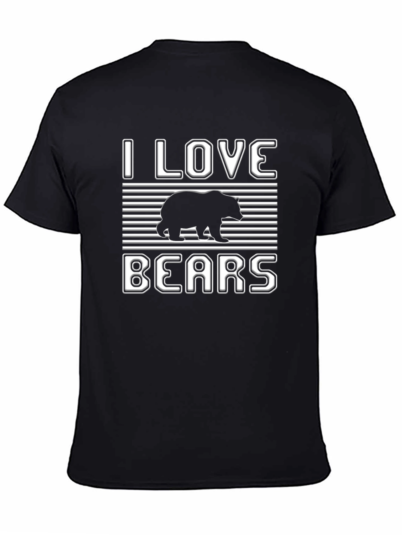I Love Bears Graphic Tee - Black Cotton T-Shirt