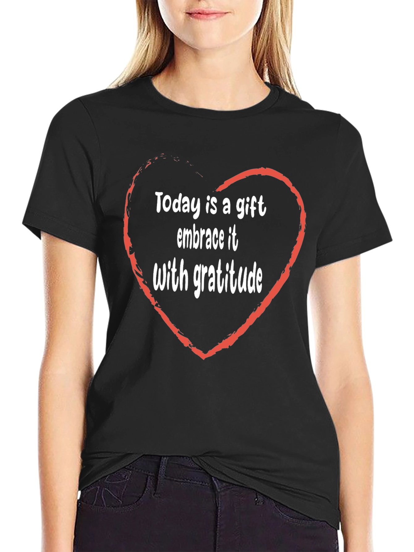 Gratitude T-Shirt - Gift of Today Heart Design