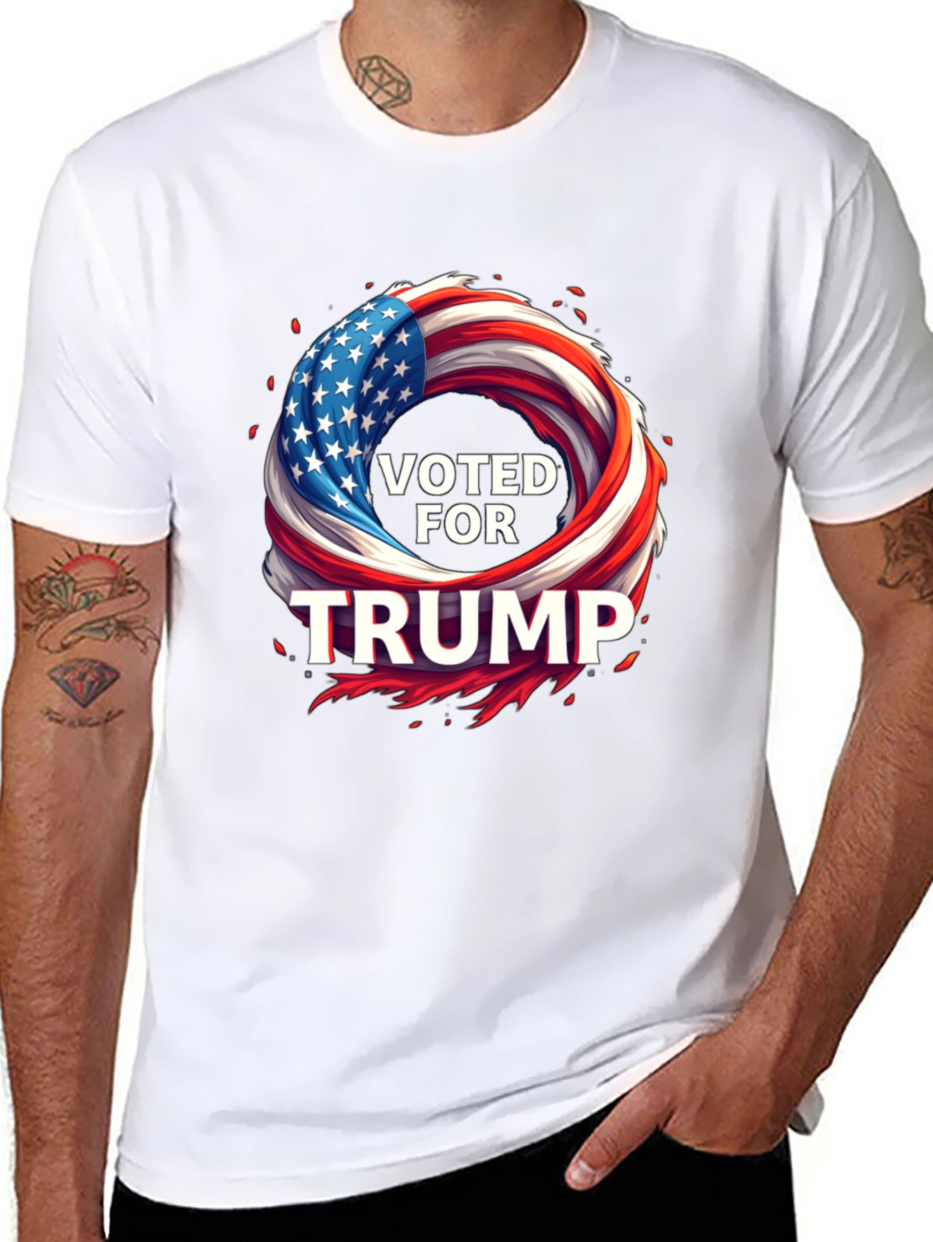 Voted for Trump American Flag Graphic Tee
