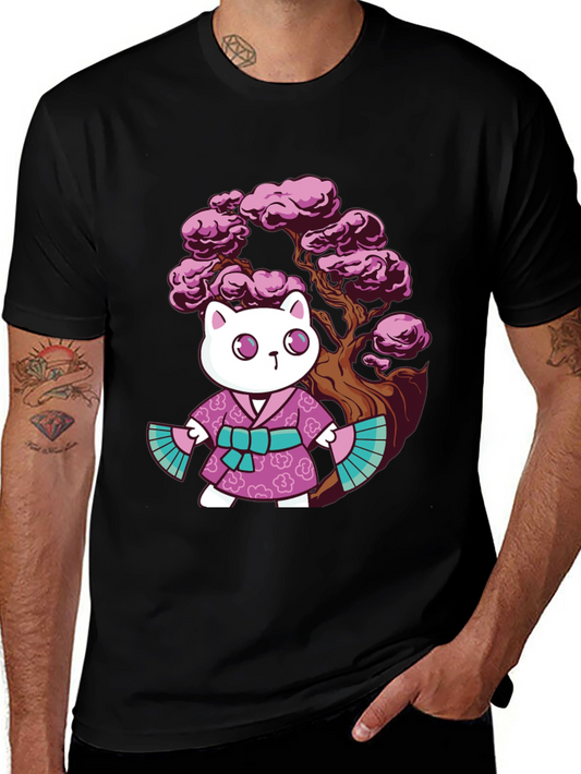 Kawaii Cat Kimono Graphic Tee