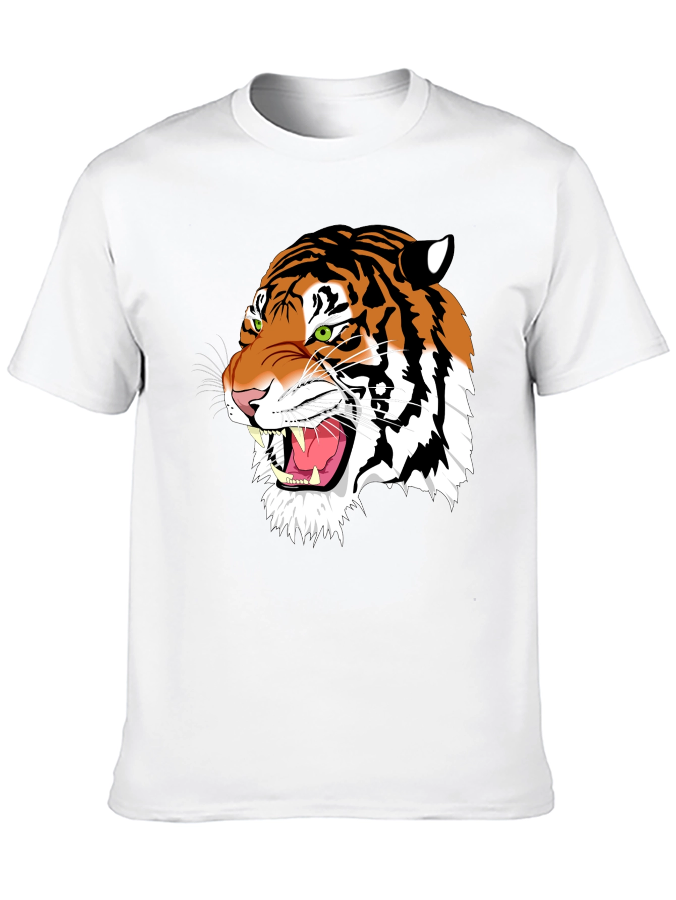 Bold Tiger Graphic Tee - Black Cotton T-Shirt