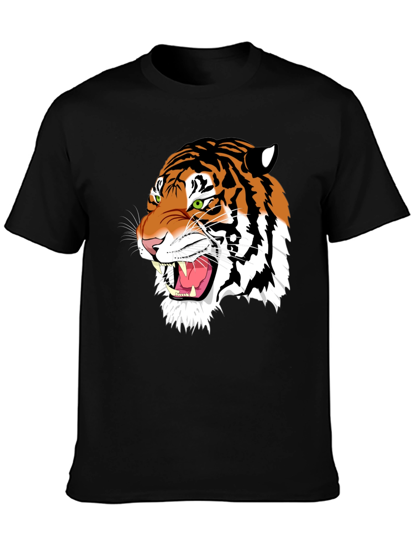 Bold Tiger Graphic Tee - Black Cotton T-Shirt