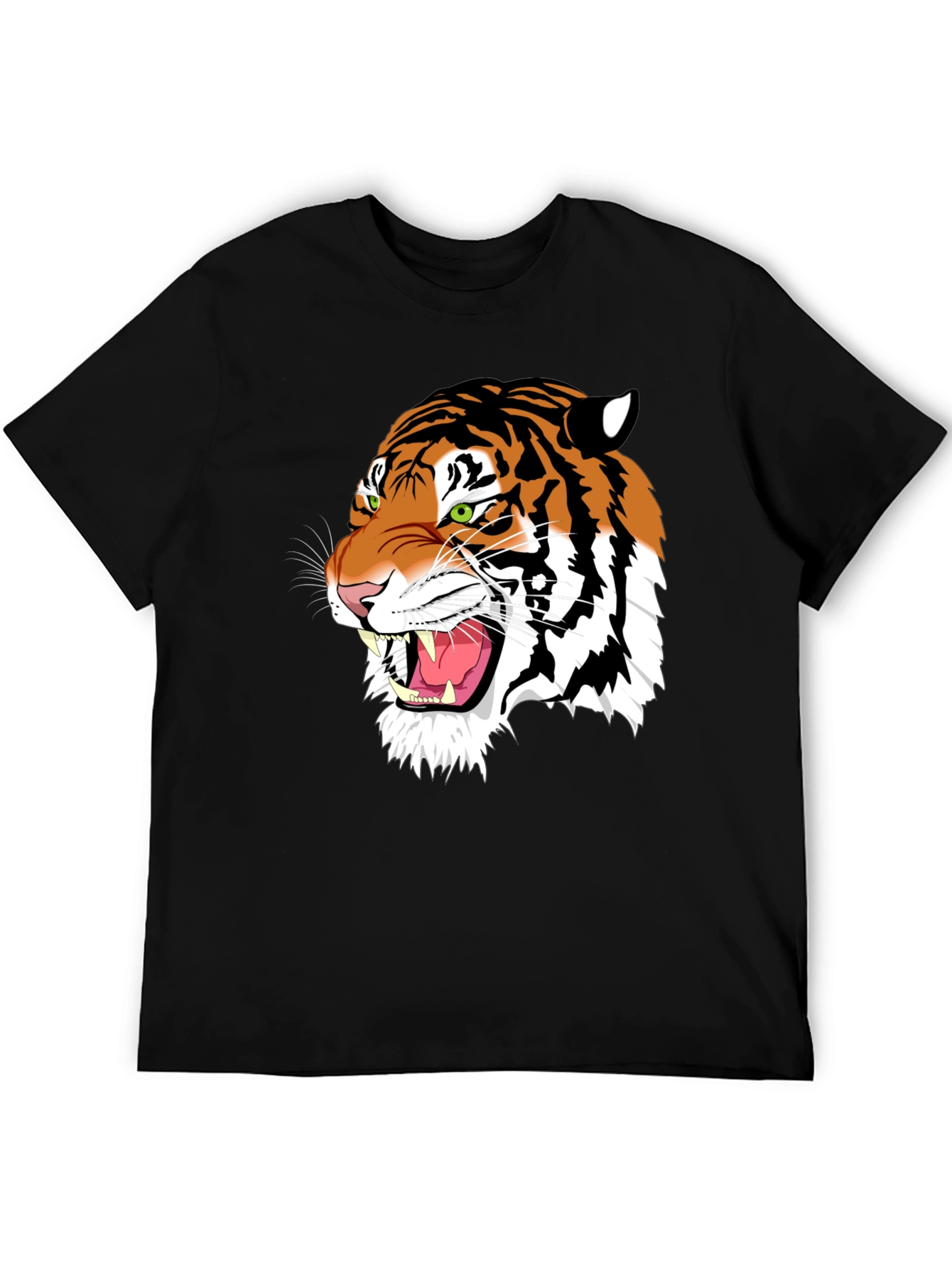 Bold Tiger Graphic Tee - Black Cotton T-Shirt