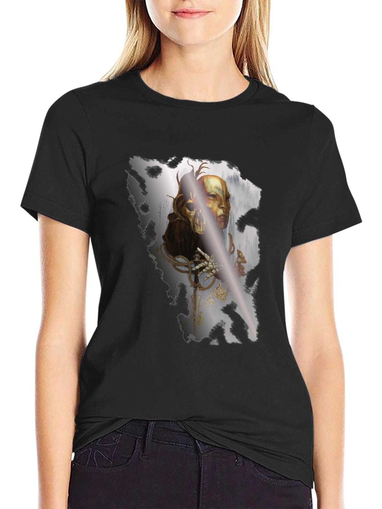 Gothic Skull Graphic Black T-Shirt
