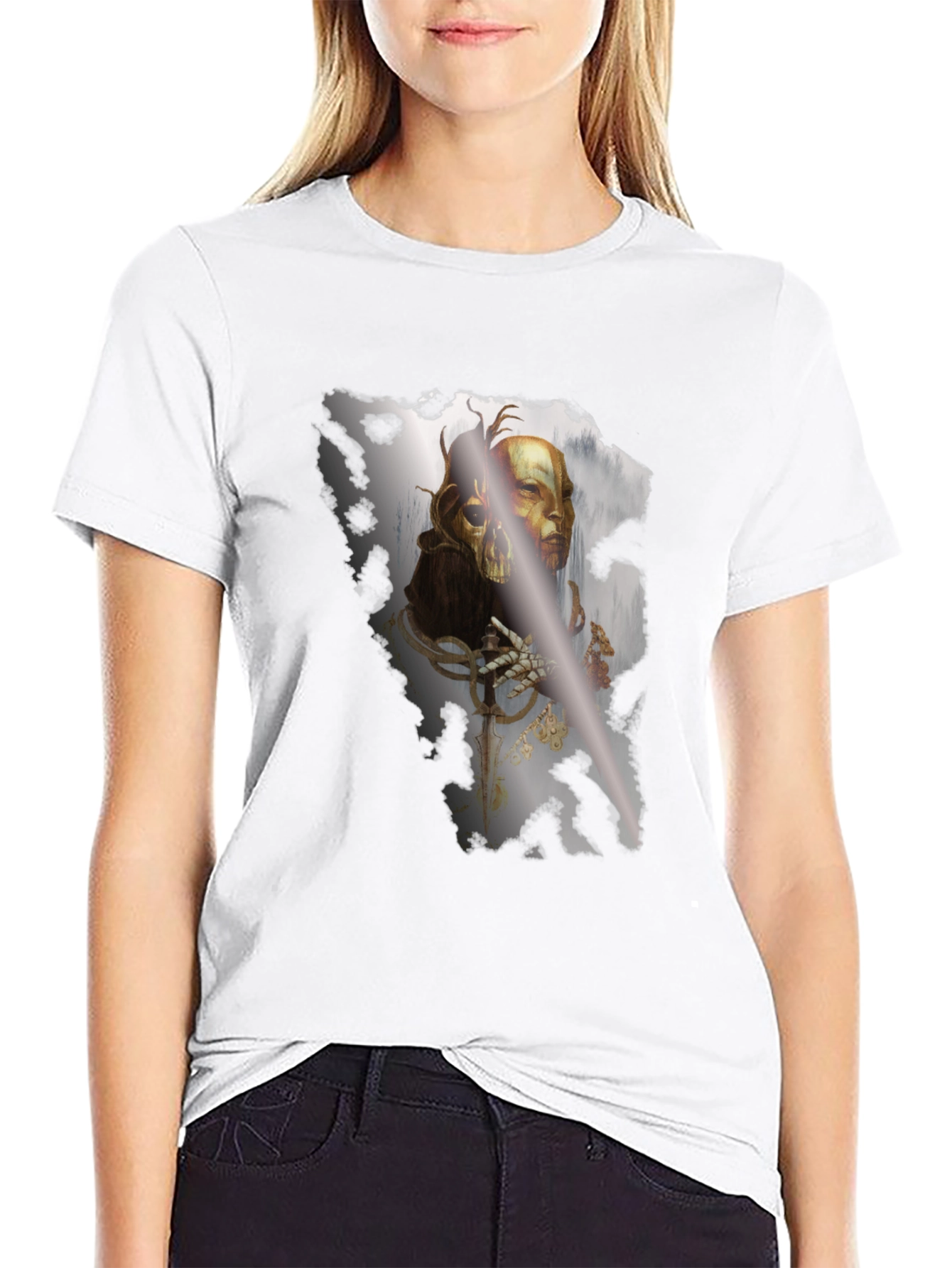 Gothic Skull Graphic Black T-Shirt