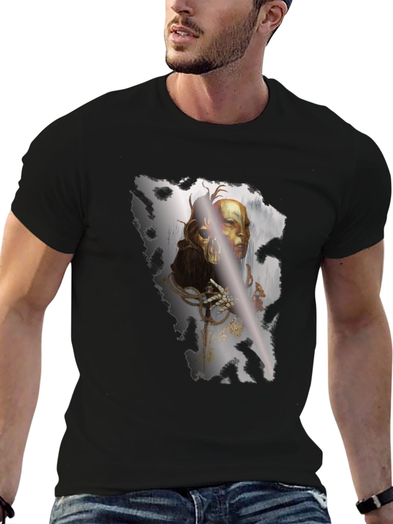 Gothic Skull Graphic Black T-Shirt