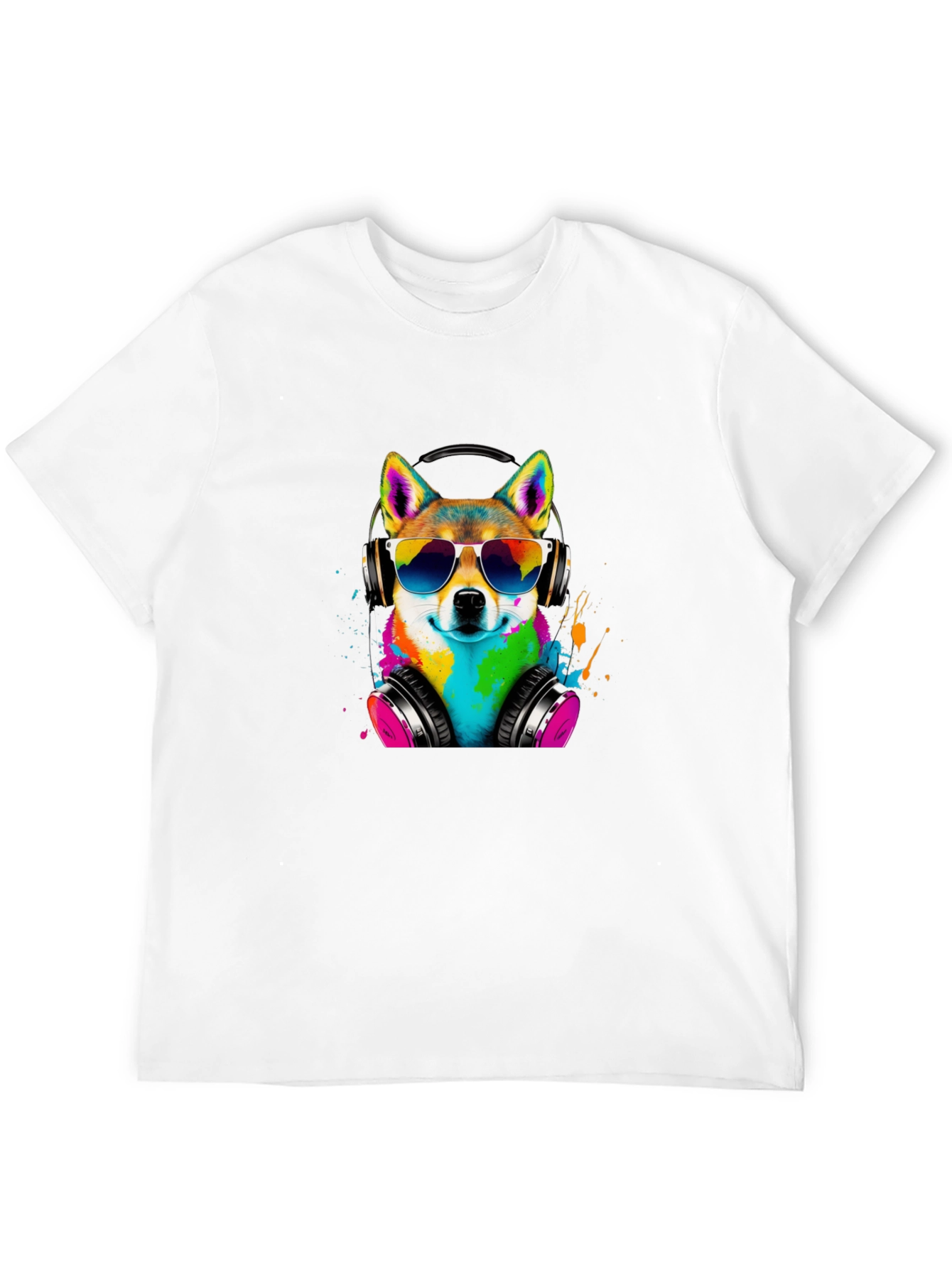 Cool Dog Tee - Shiba Inu with Headphones