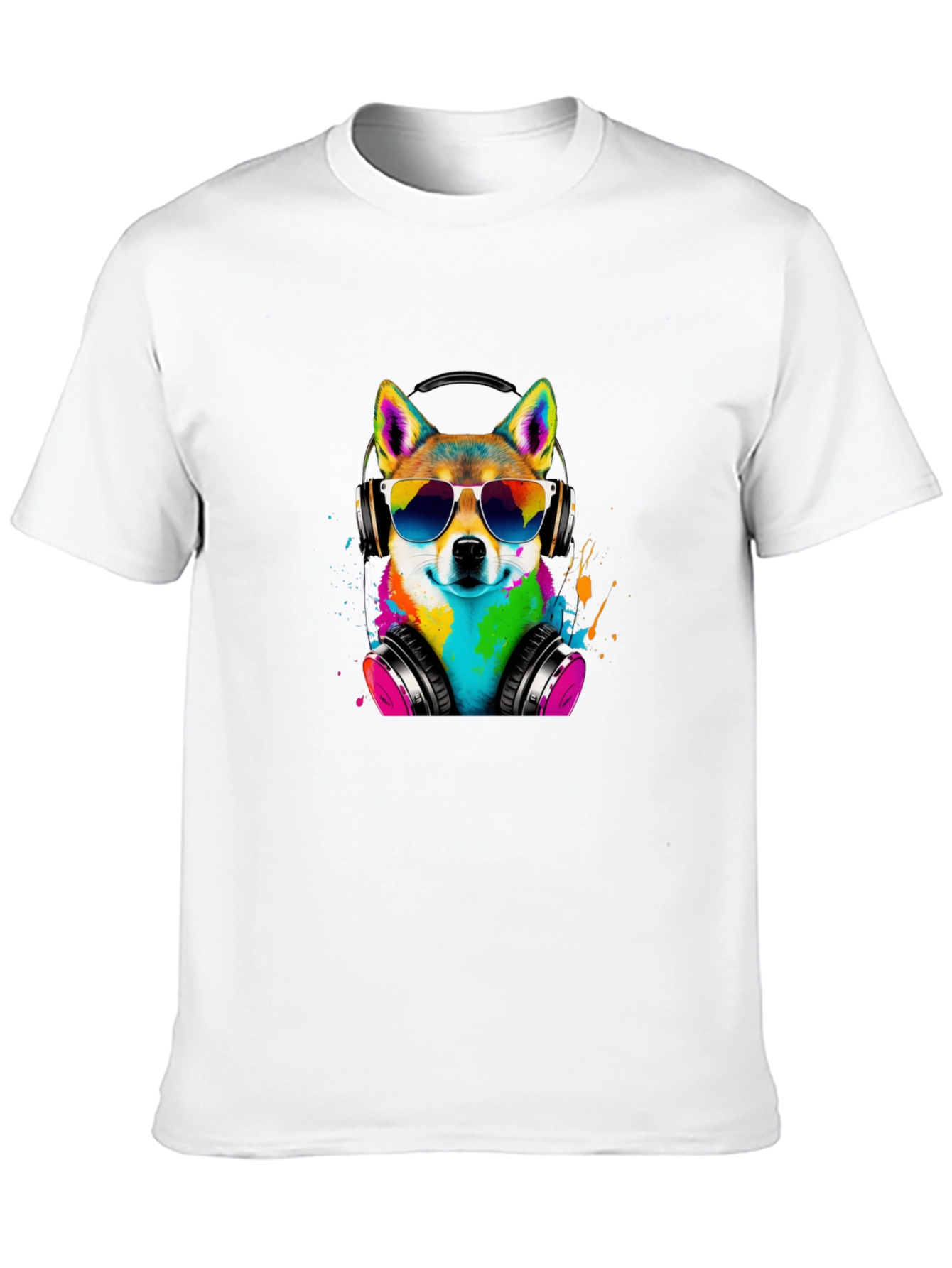Cool Dog Tee - Shiba Inu with Headphones