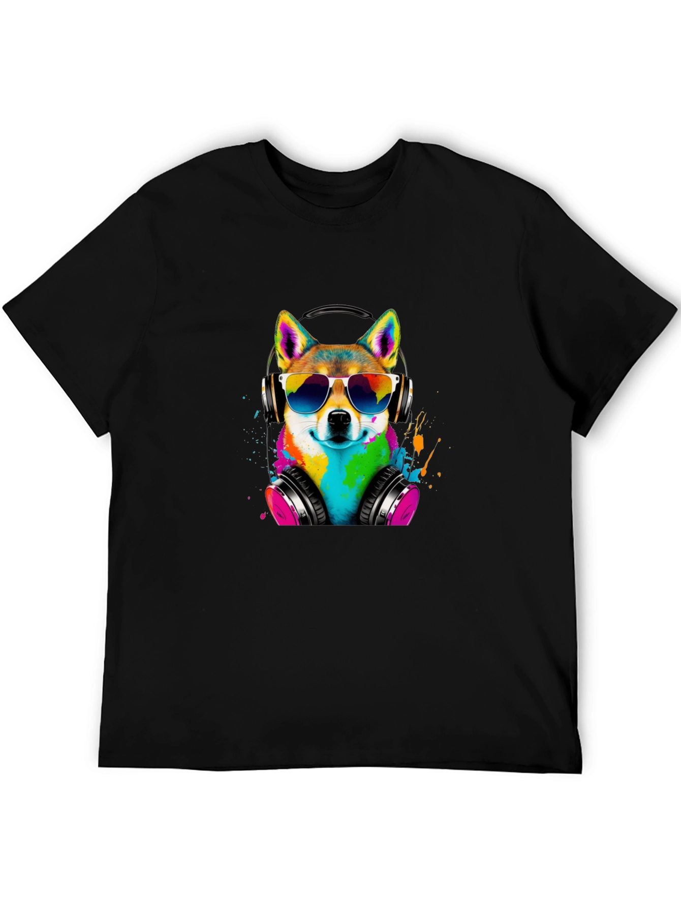 Cool Dog Tee - Shiba Inu with Headphones