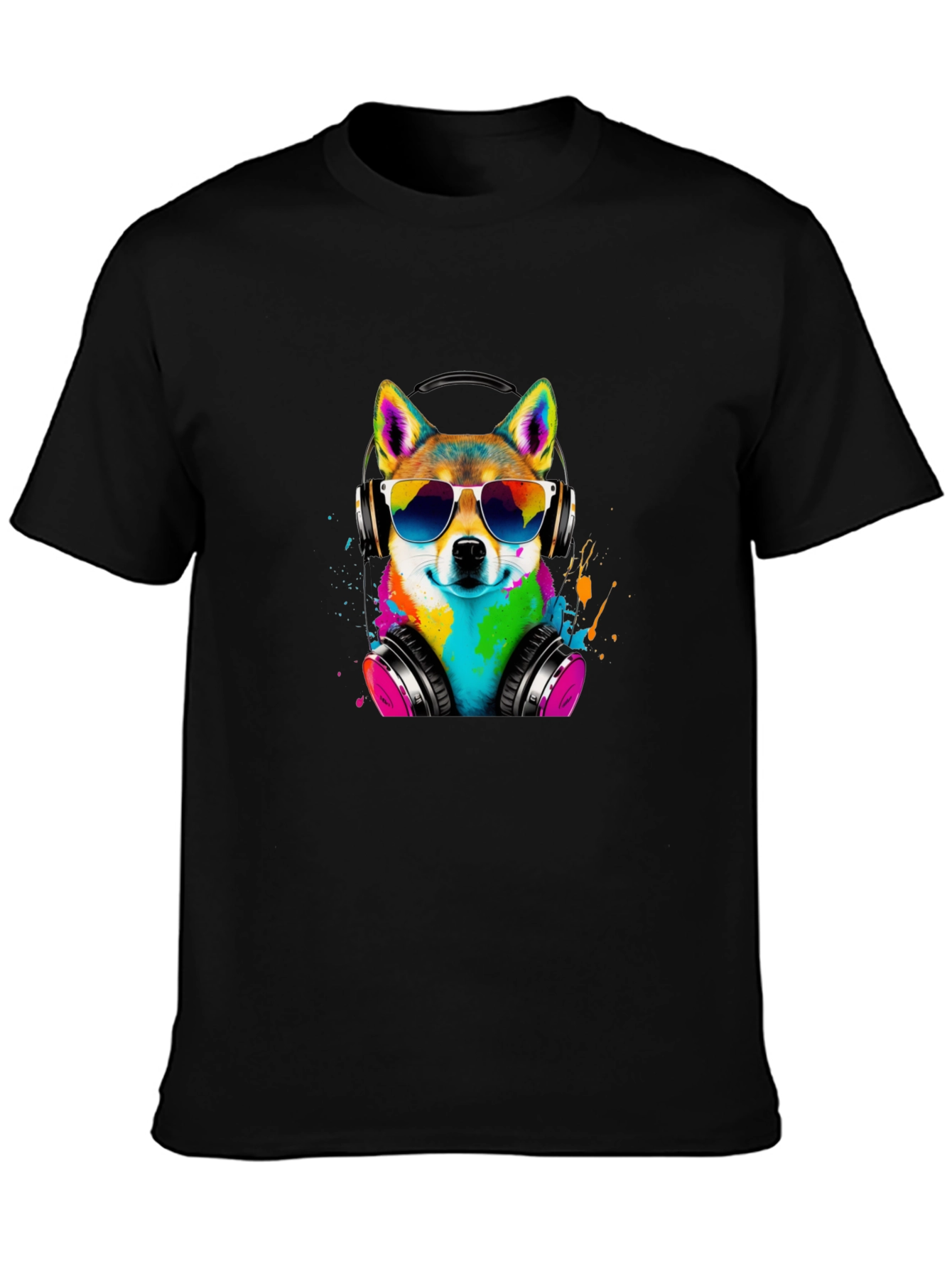 Cool Dog Tee - Shiba Inu with Headphones