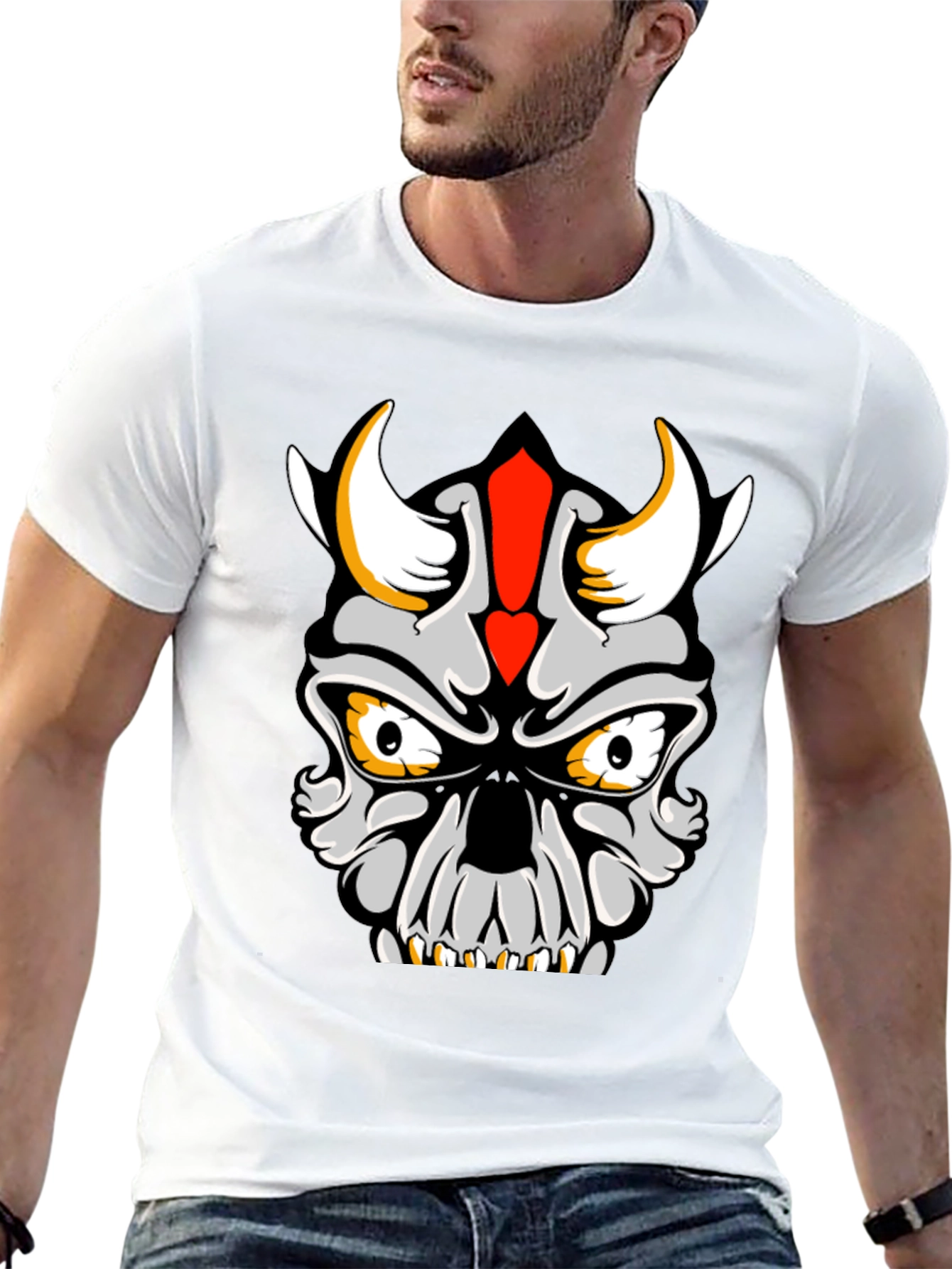 Skull Devil Graphic Tee - Black Cotton T-Shirt