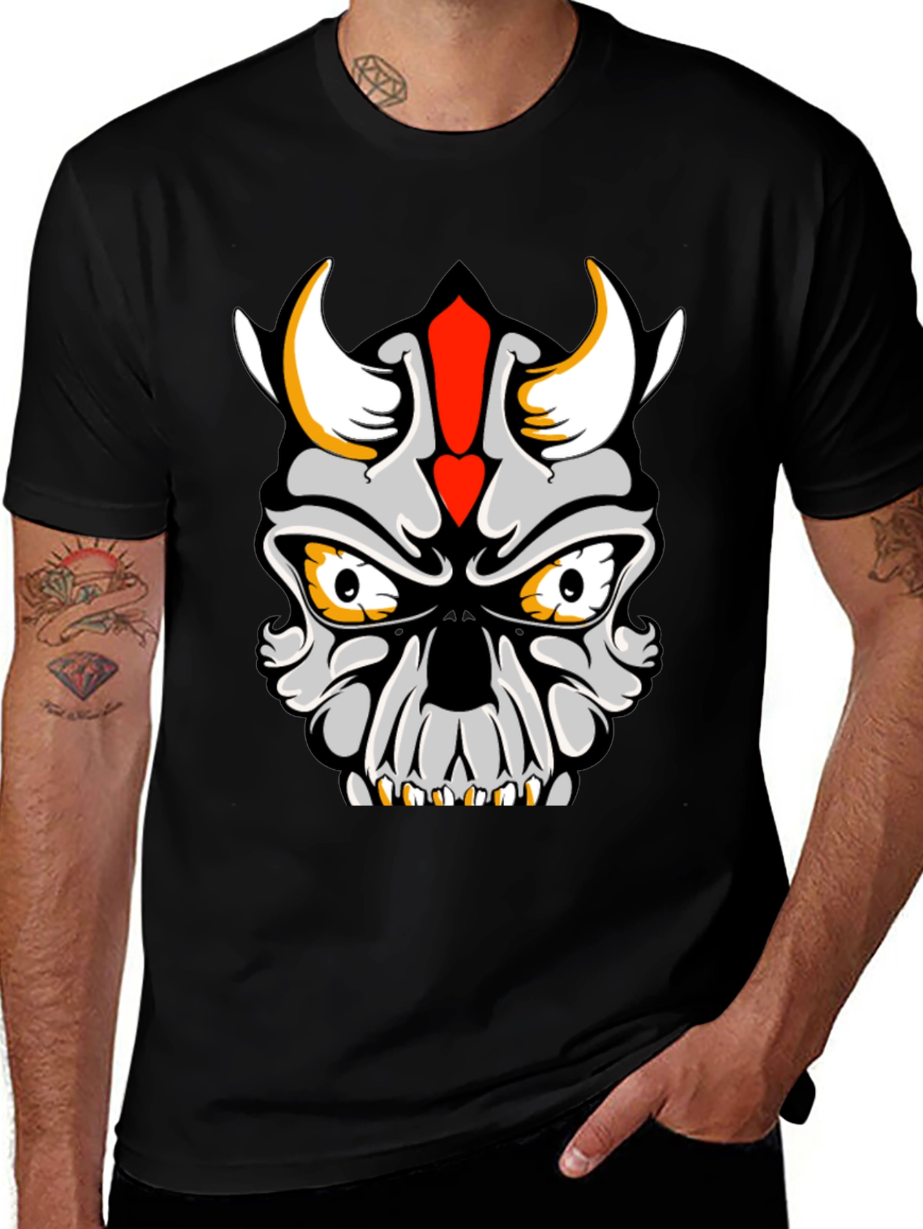 Skull Devil Graphic Tee - Black Cotton T-Shirt