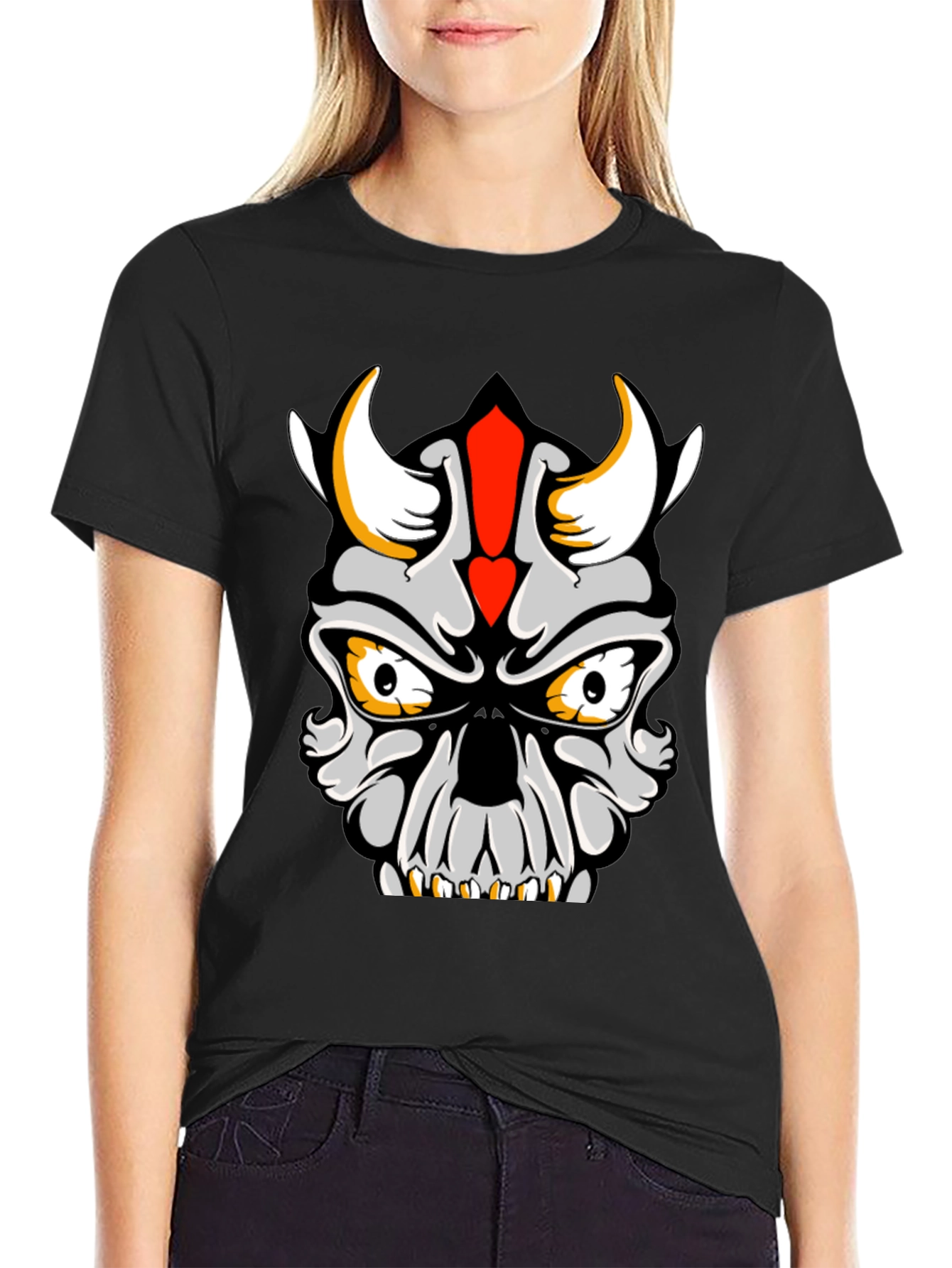 Skull Devil Graphic Tee - Black Cotton T-Shirt