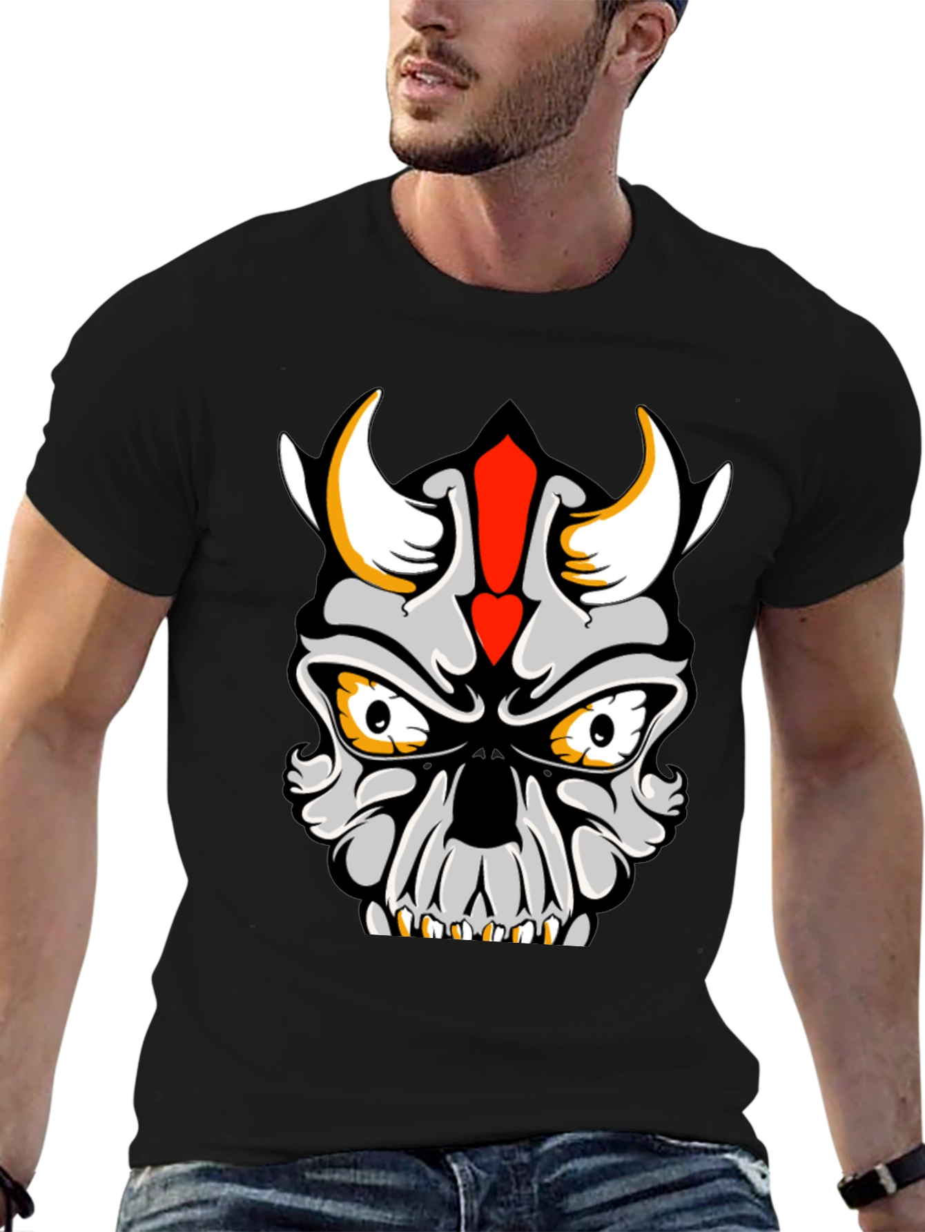 Skull Devil Graphic Tee - Black Cotton T-Shirt