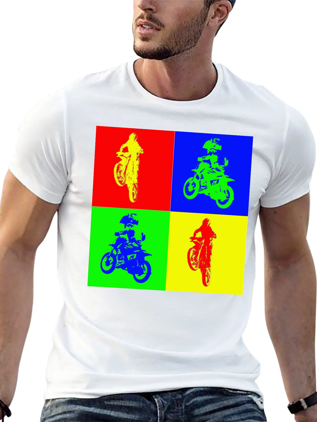 Retro Motocross Pop Art Graphic T-Shirt