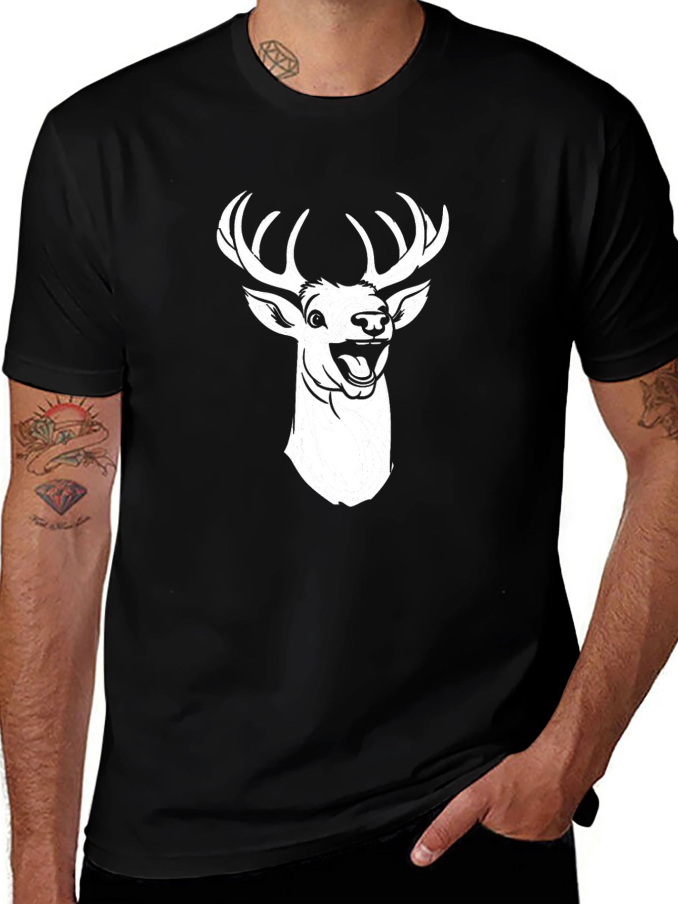 Deer Graphic Tee - Black T-Shirt for Men