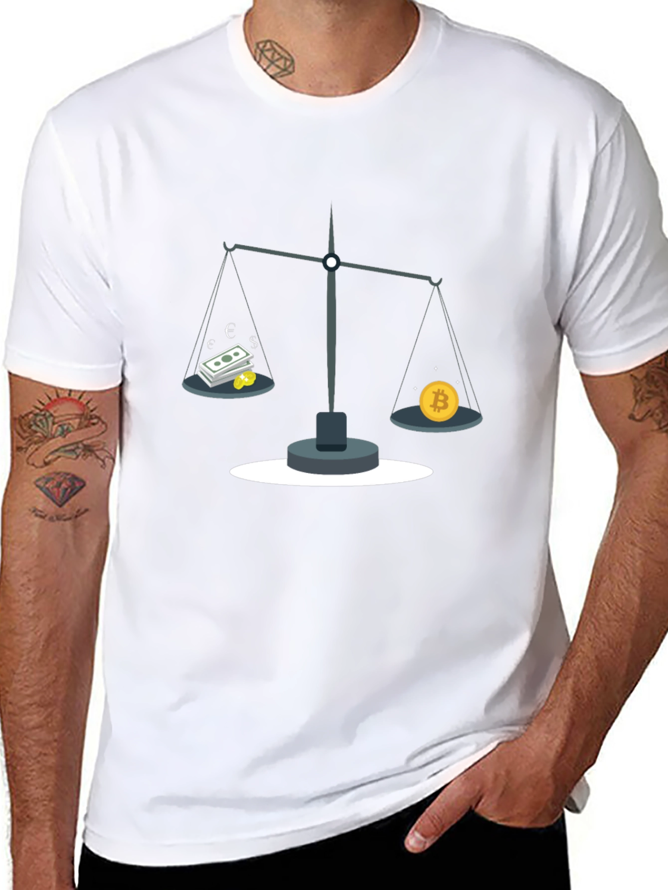 Bitcoin vs. Cash Tee - Crypto Balance T-Shirt