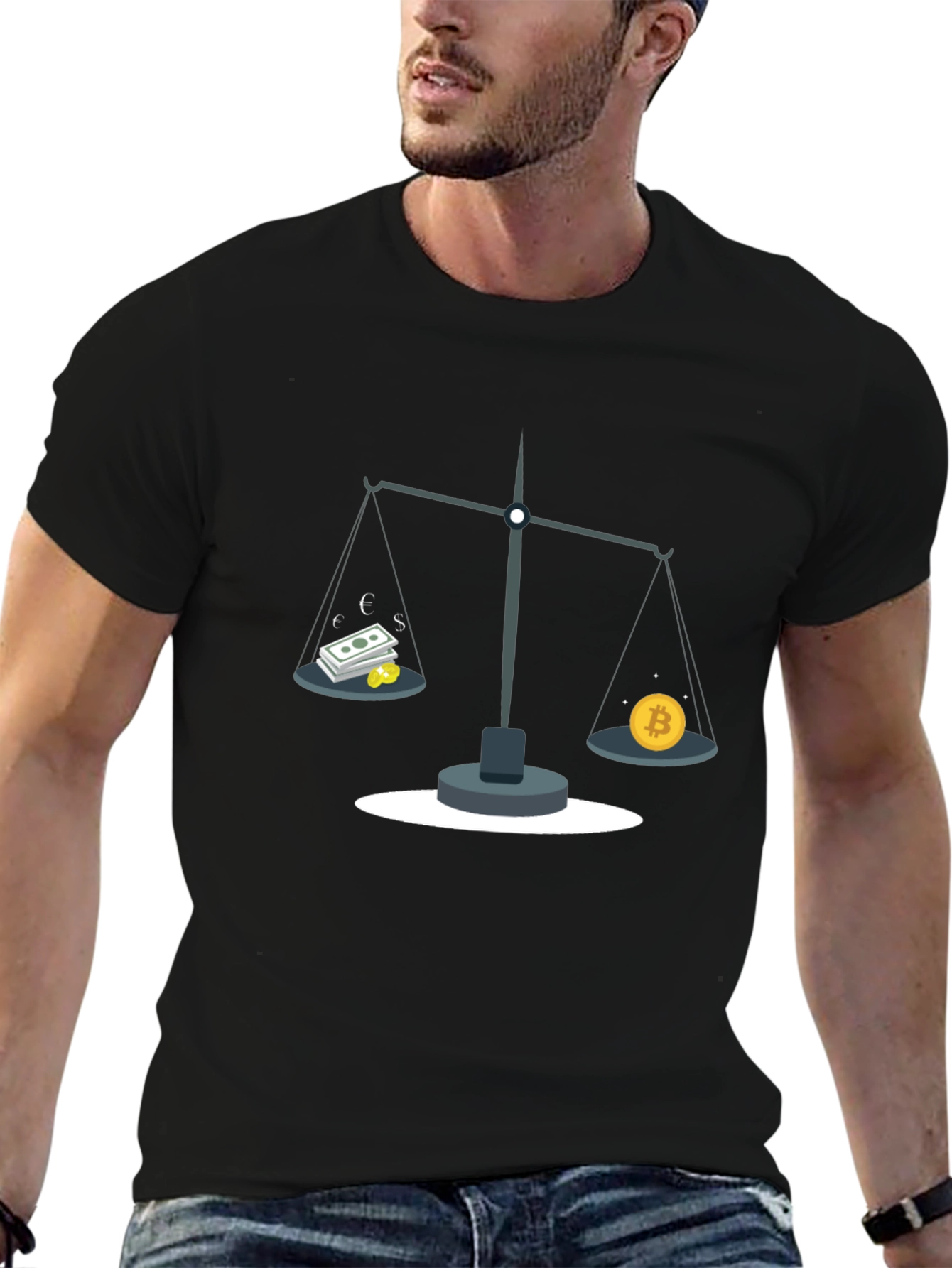 Bitcoin vs. Cash Tee - Crypto Balance T-Shirt