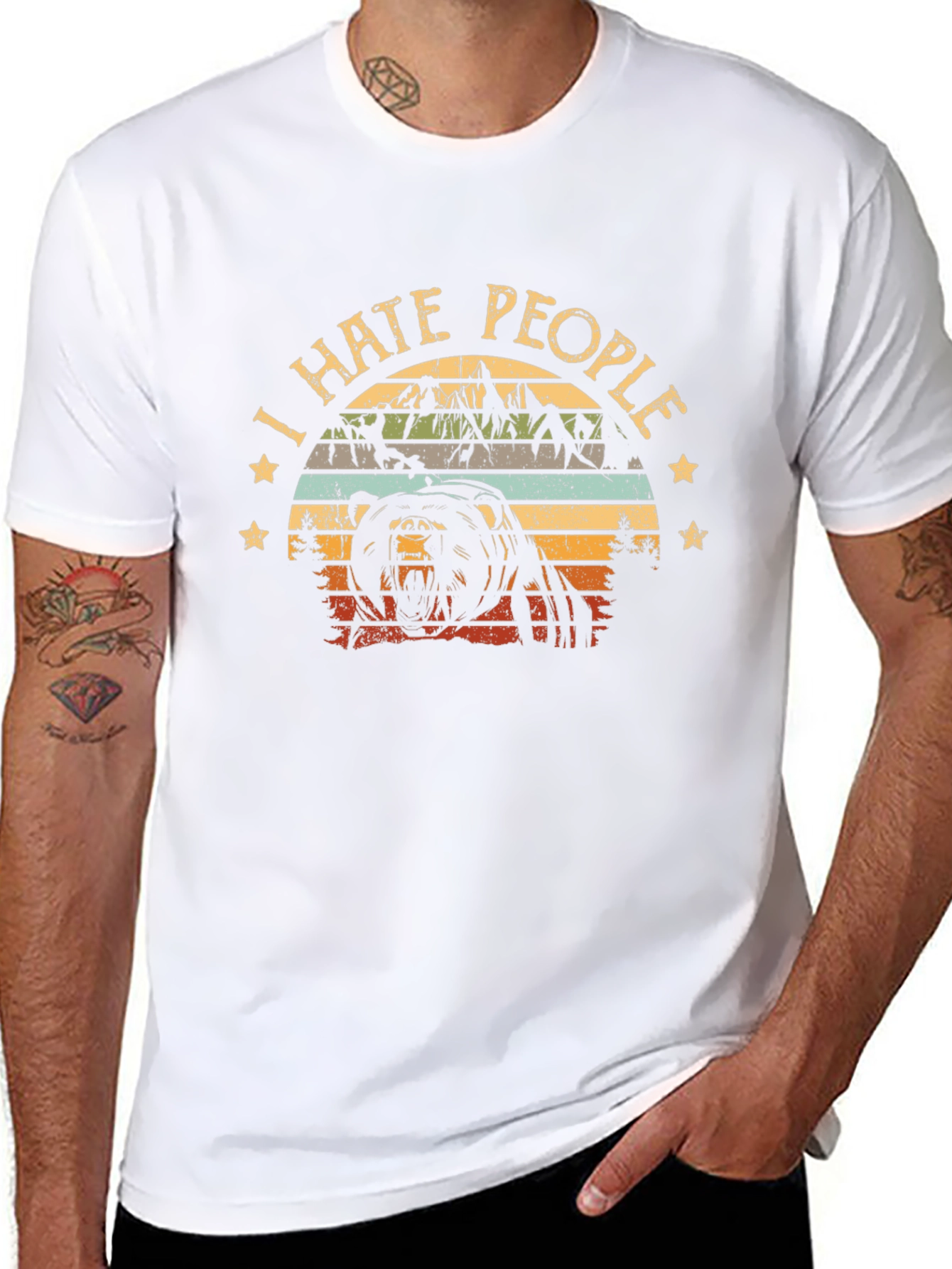 I Hate People Bear Graphic T-Shirt