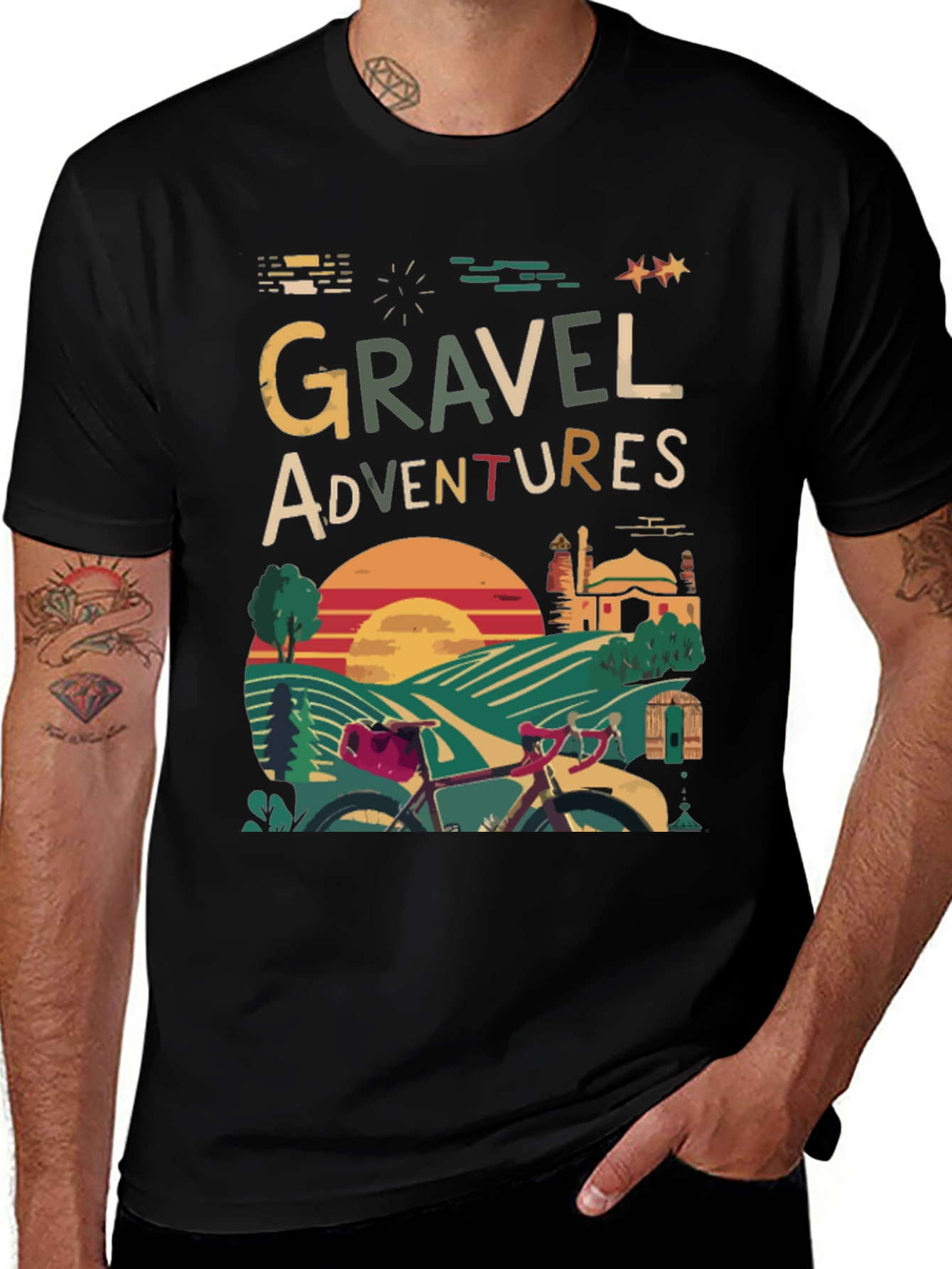 Gravel Adventures T-Shirt - Cycling Design