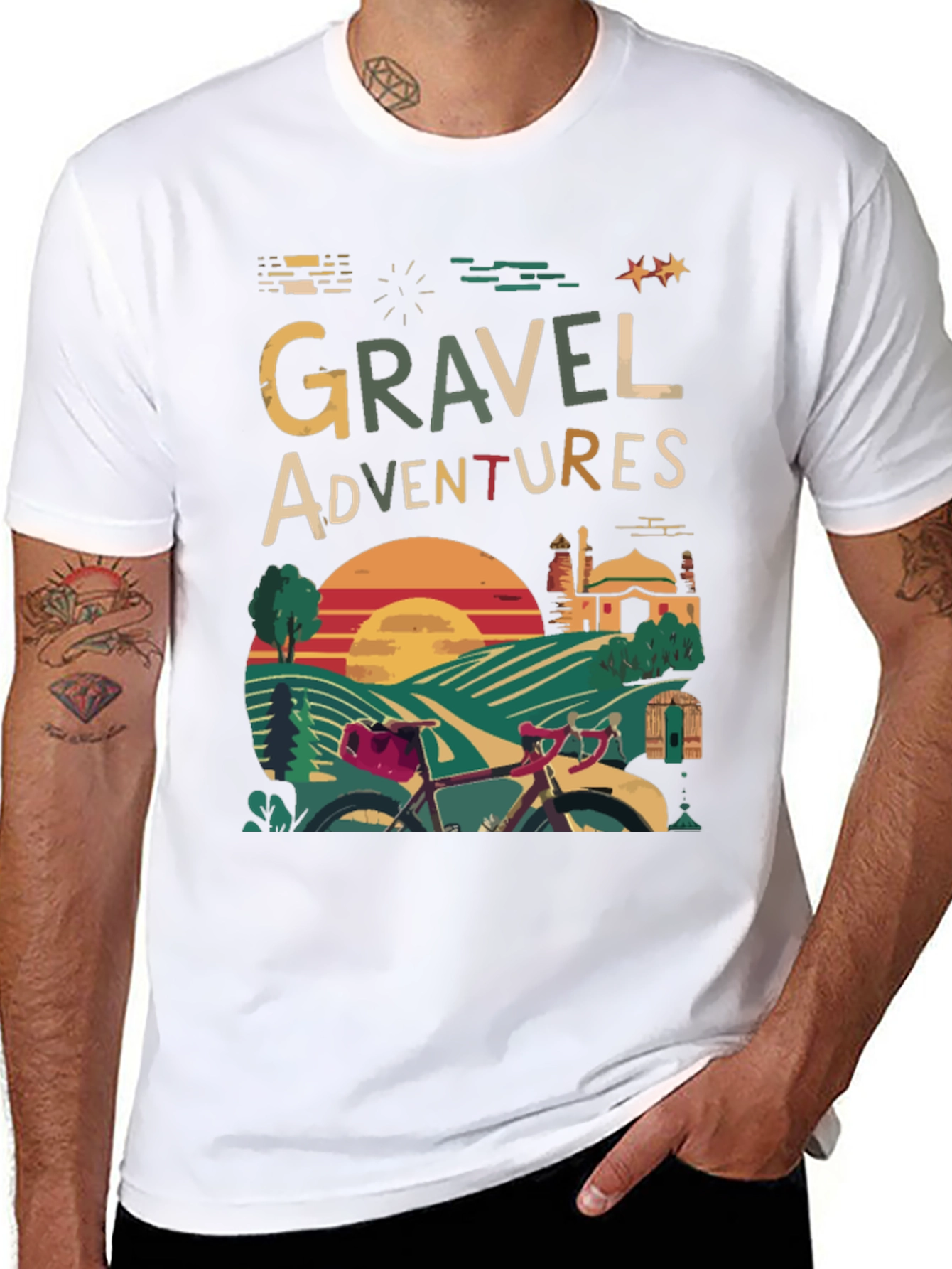 Gravel Adventures T-Shirt - Cycling Design