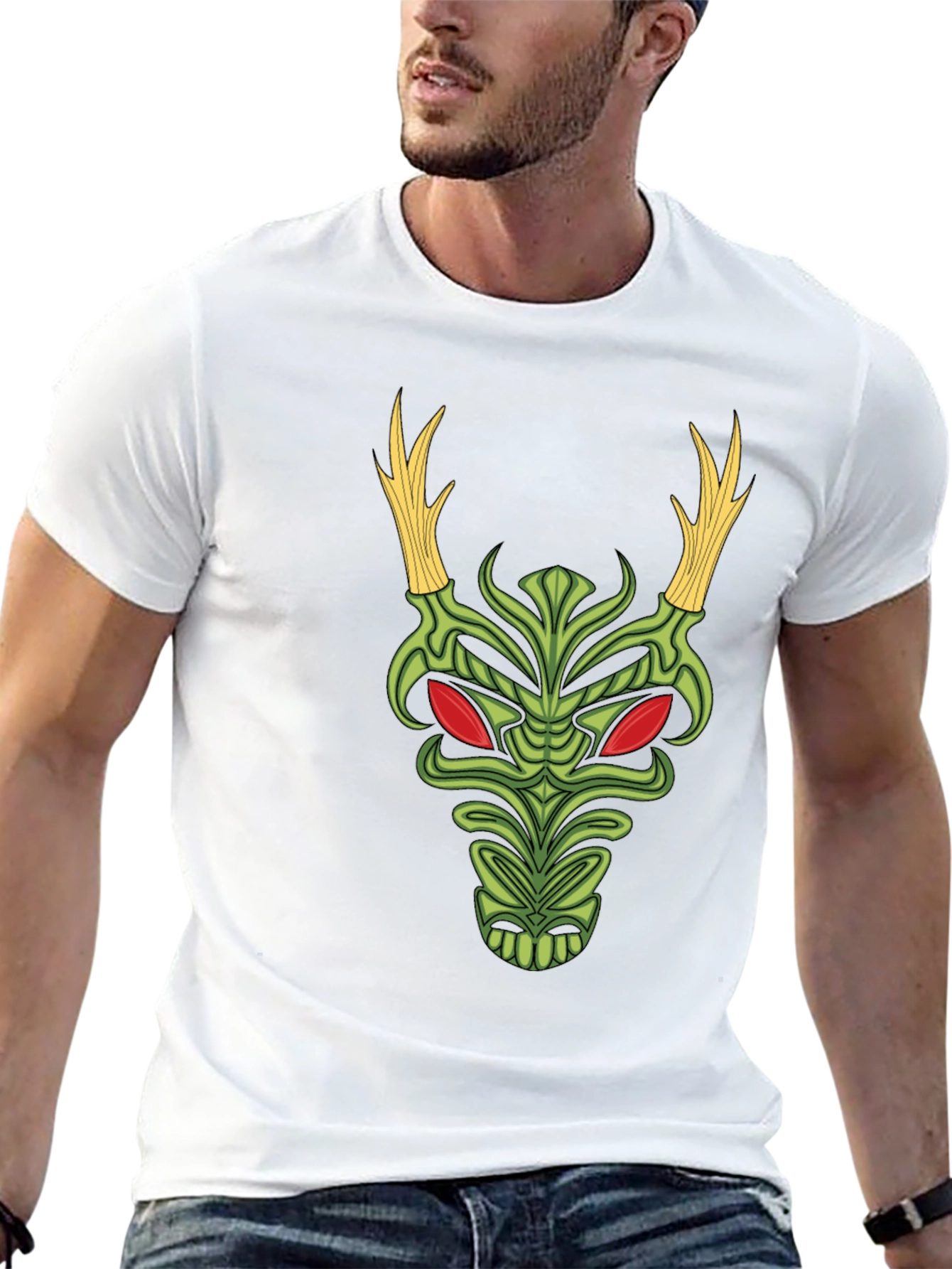 Tiki Mask Graphic Black T-Shirt