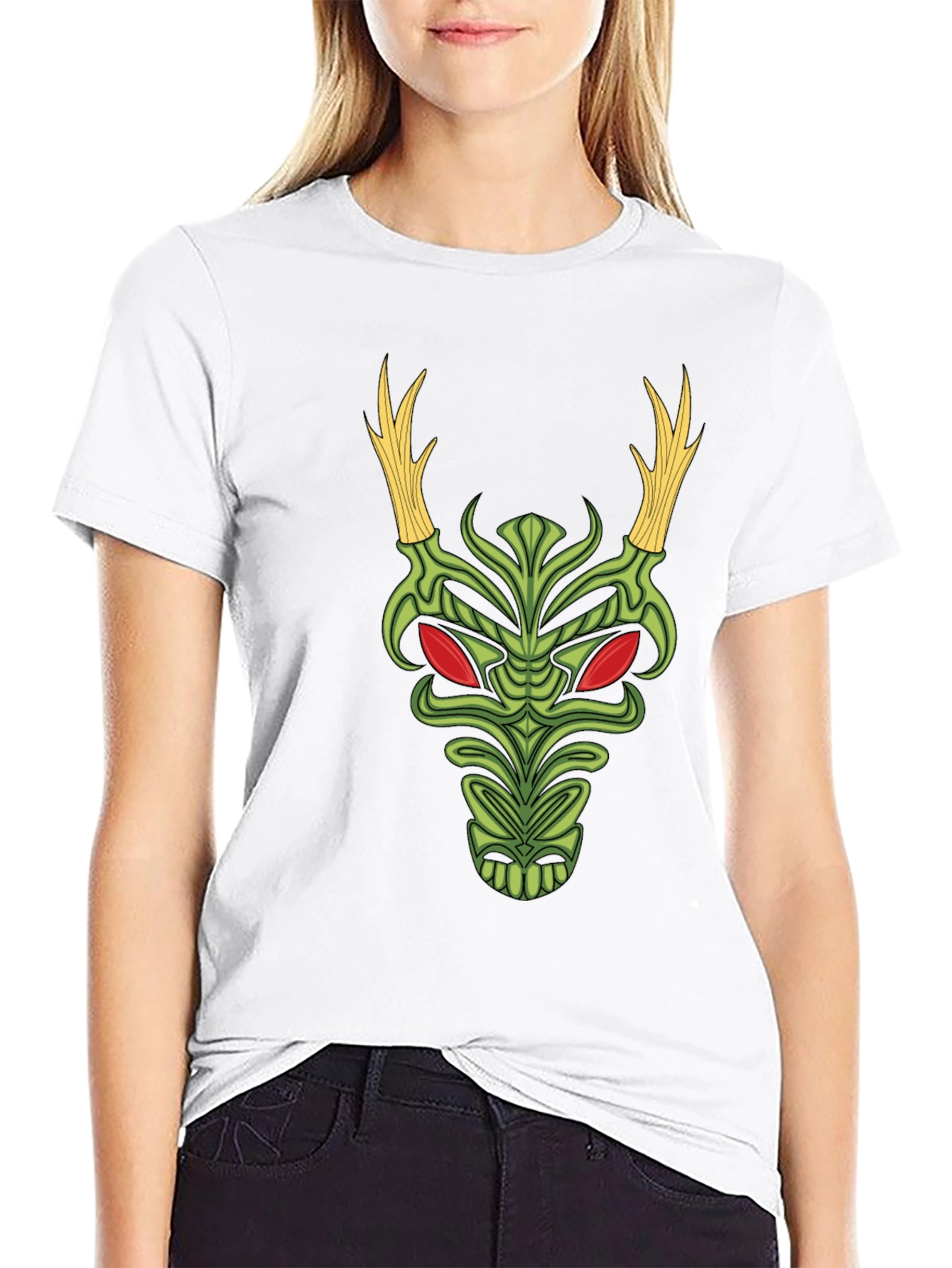 Tiki Mask Graphic Black T-Shirt