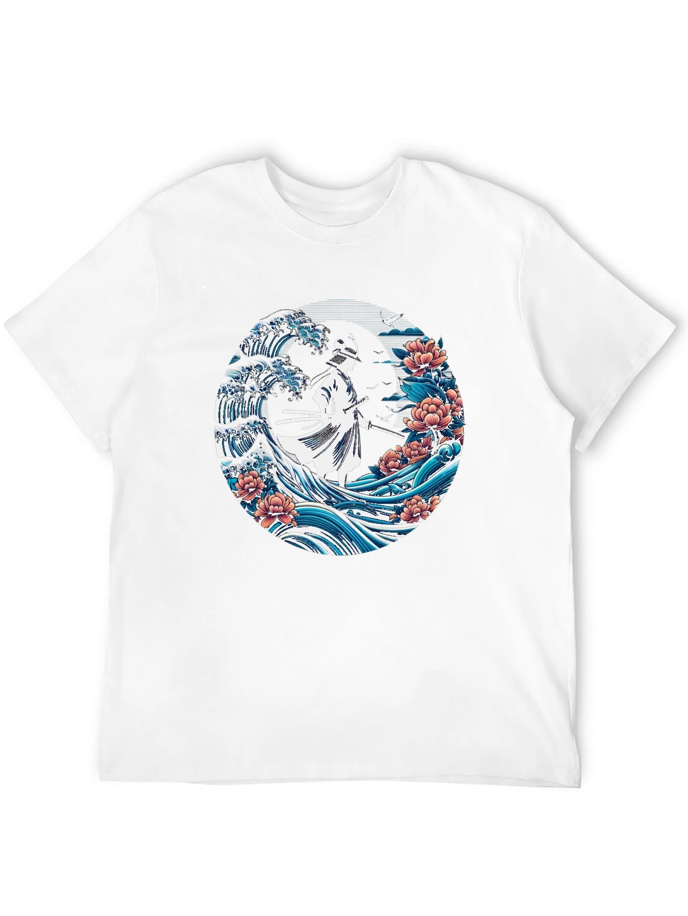 Samurai Wave Graphic Tee - Stylish Black T-Shirt