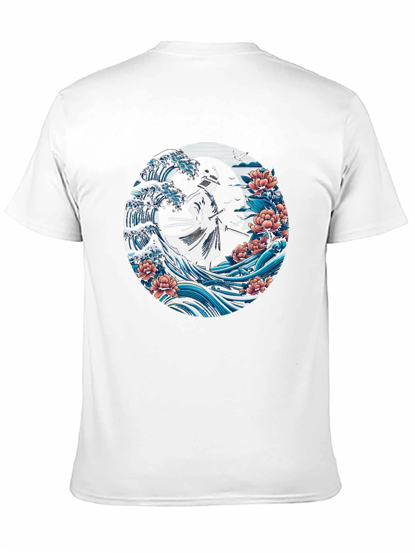 Samurai Wave Graphic Tee - Stylish Black T-Shirt
