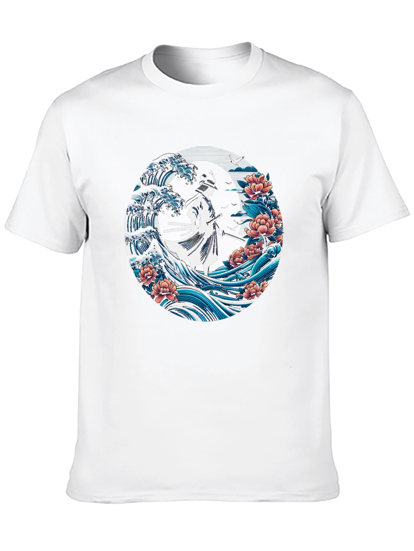 Samurai Wave Graphic Tee - Stylish Black T-Shirt