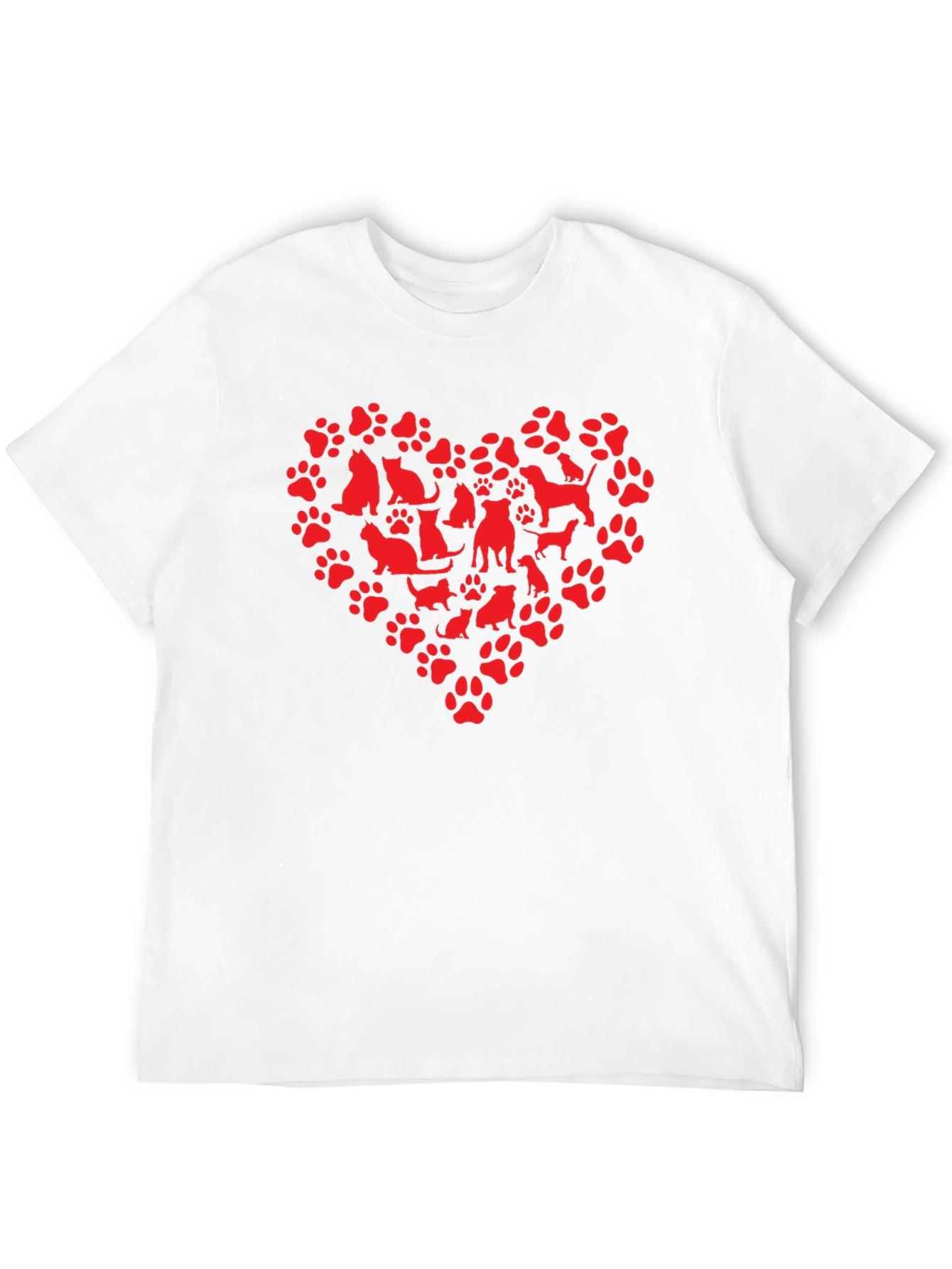 Dog & Cat Paw Print Heart Graphic T-Shirt