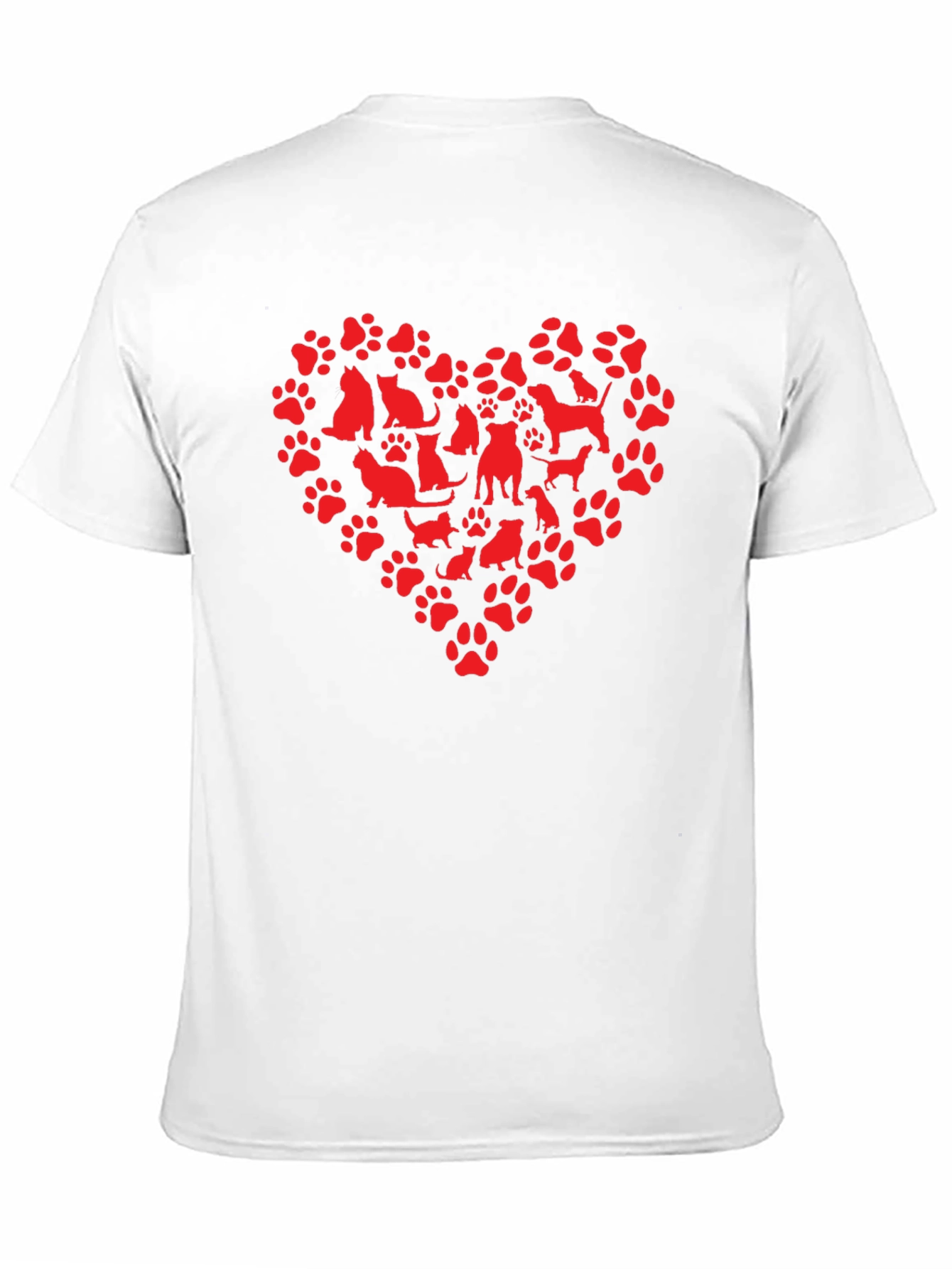 Dog & Cat Paw Print Heart Graphic T-Shirt