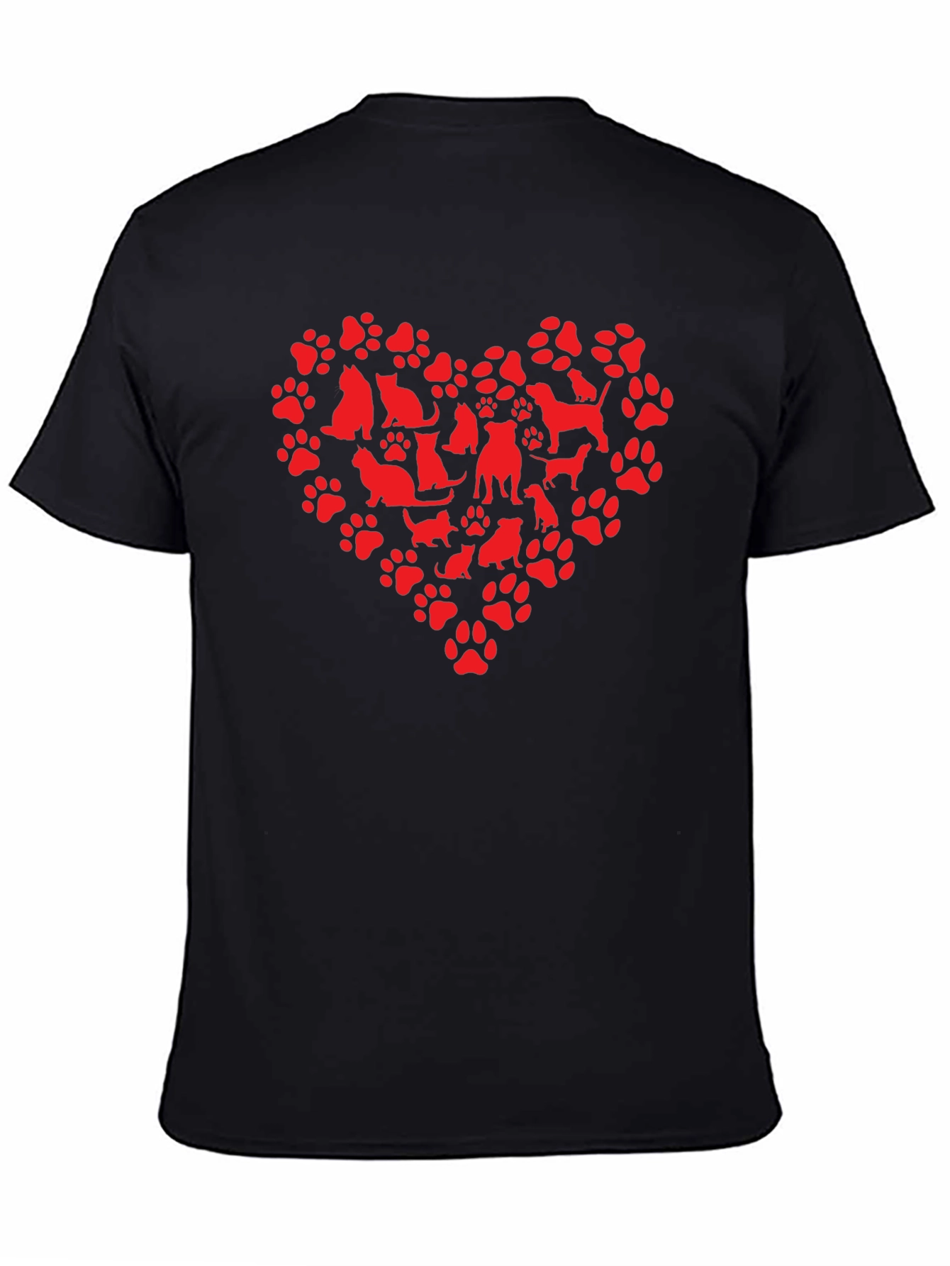 Dog & Cat Paw Print Heart Graphic T-Shirt
