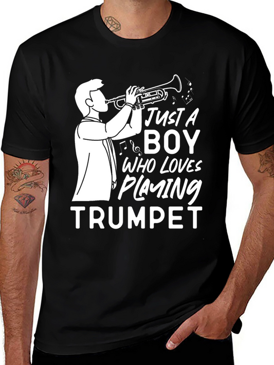 Just a Boy Who Loves Playing Trumpet Graphic Tee