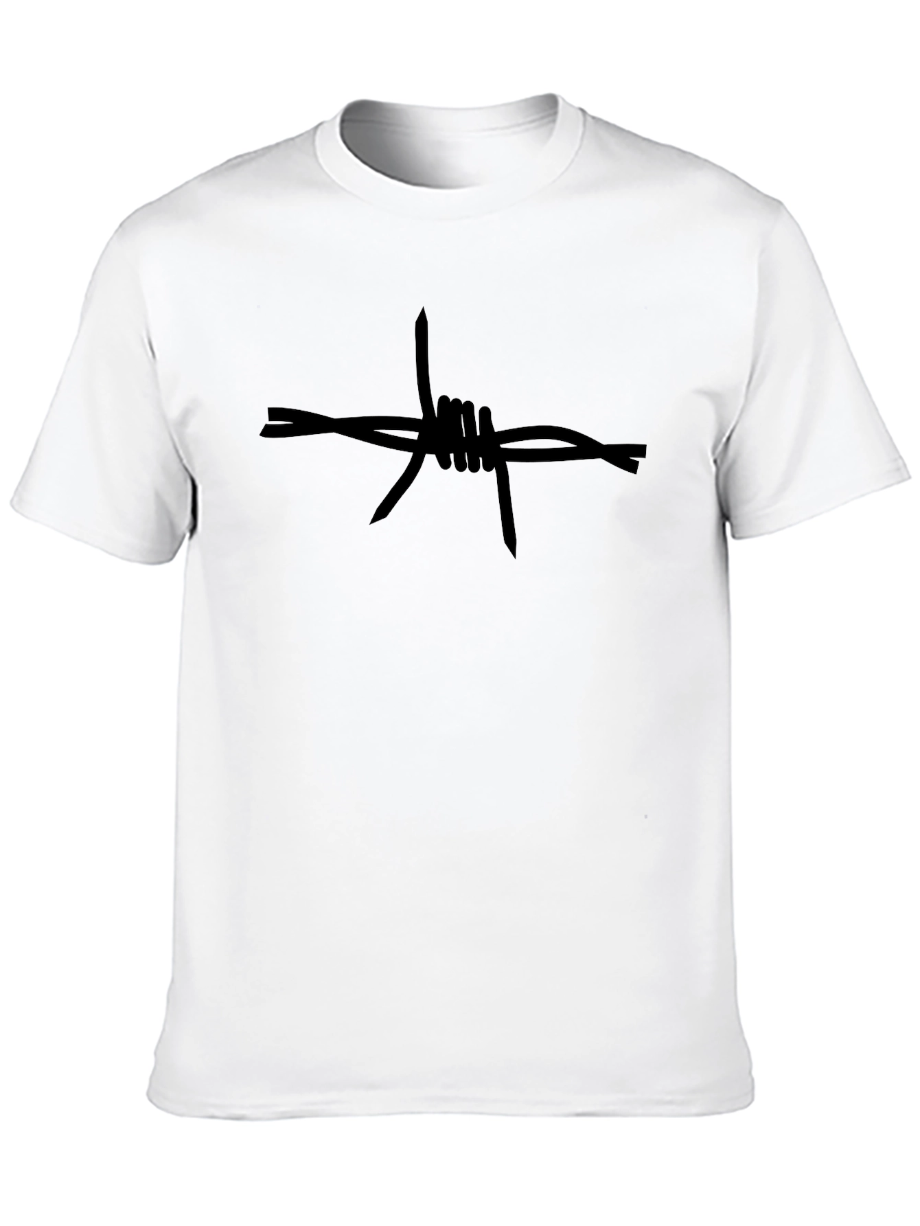 Edgy Barbed Wire Graphic Tee - Black Cotton Shirt