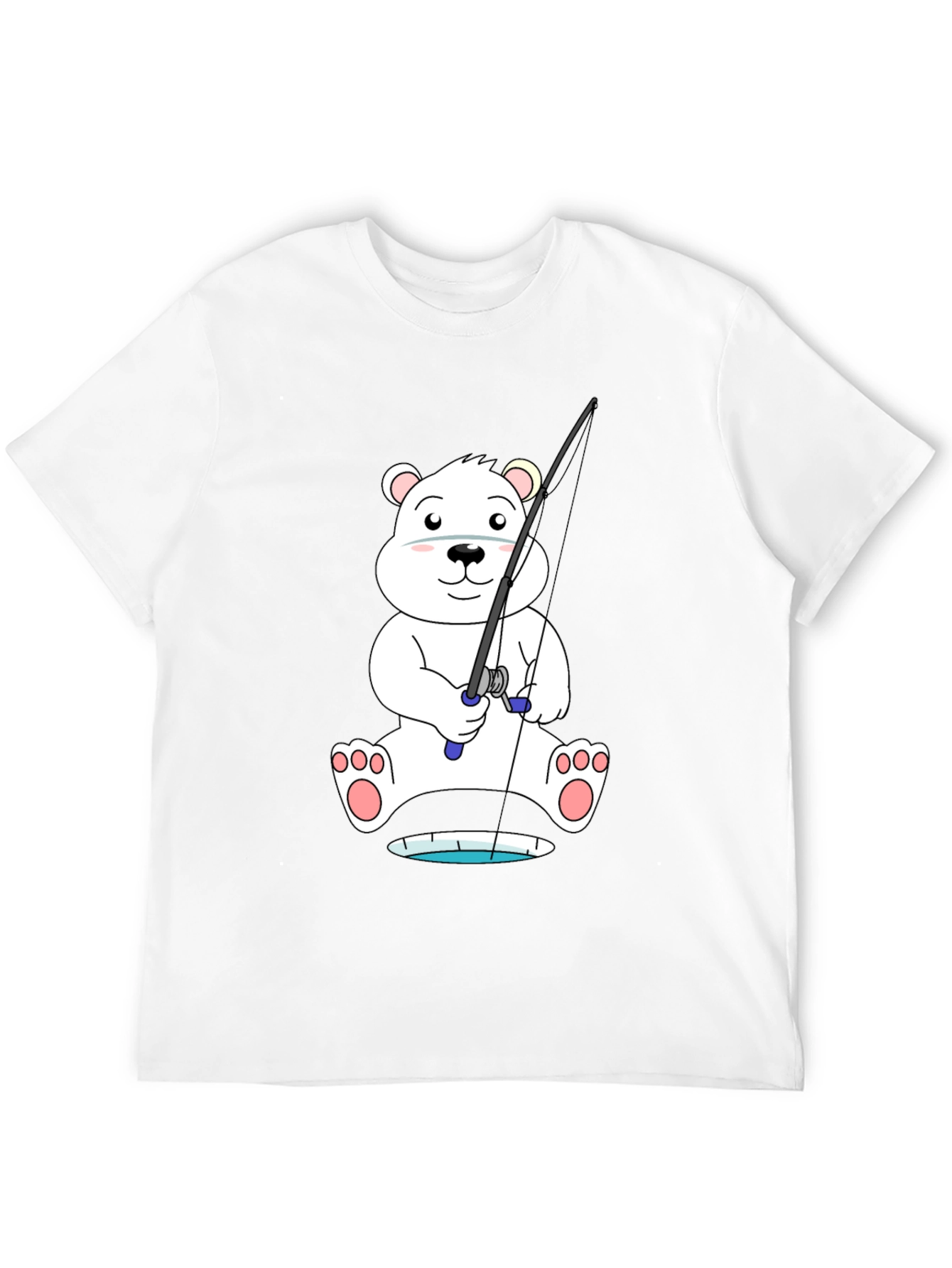 Polar Bear Fishing T-Shirt - Cute Cartoon Tee