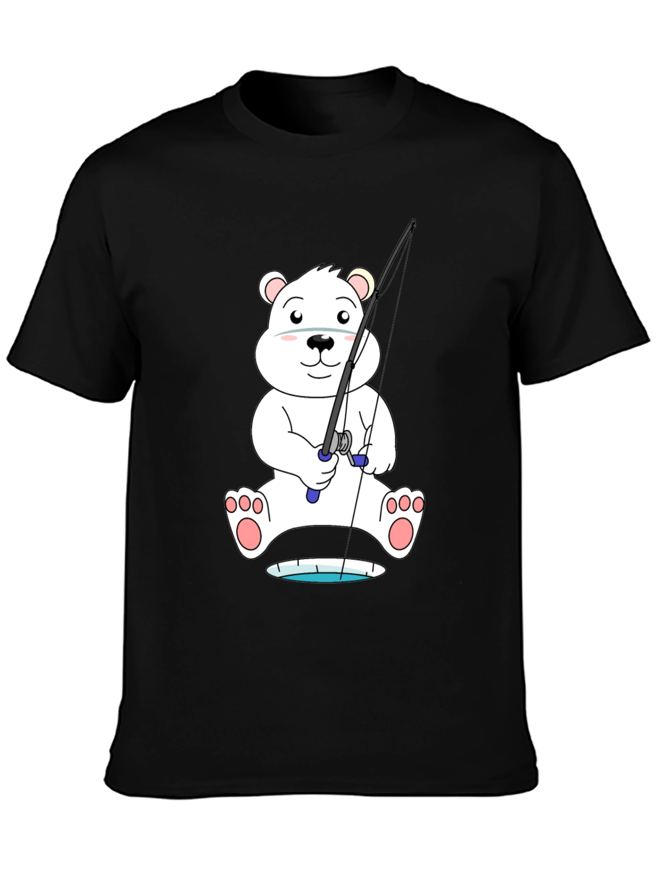 Polar Bear Fishing T-Shirt - Cute Cartoon Tee