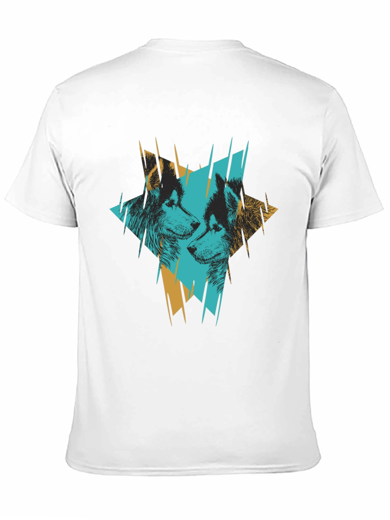 Abstract Wolves Graphic Print Black T-Shirt