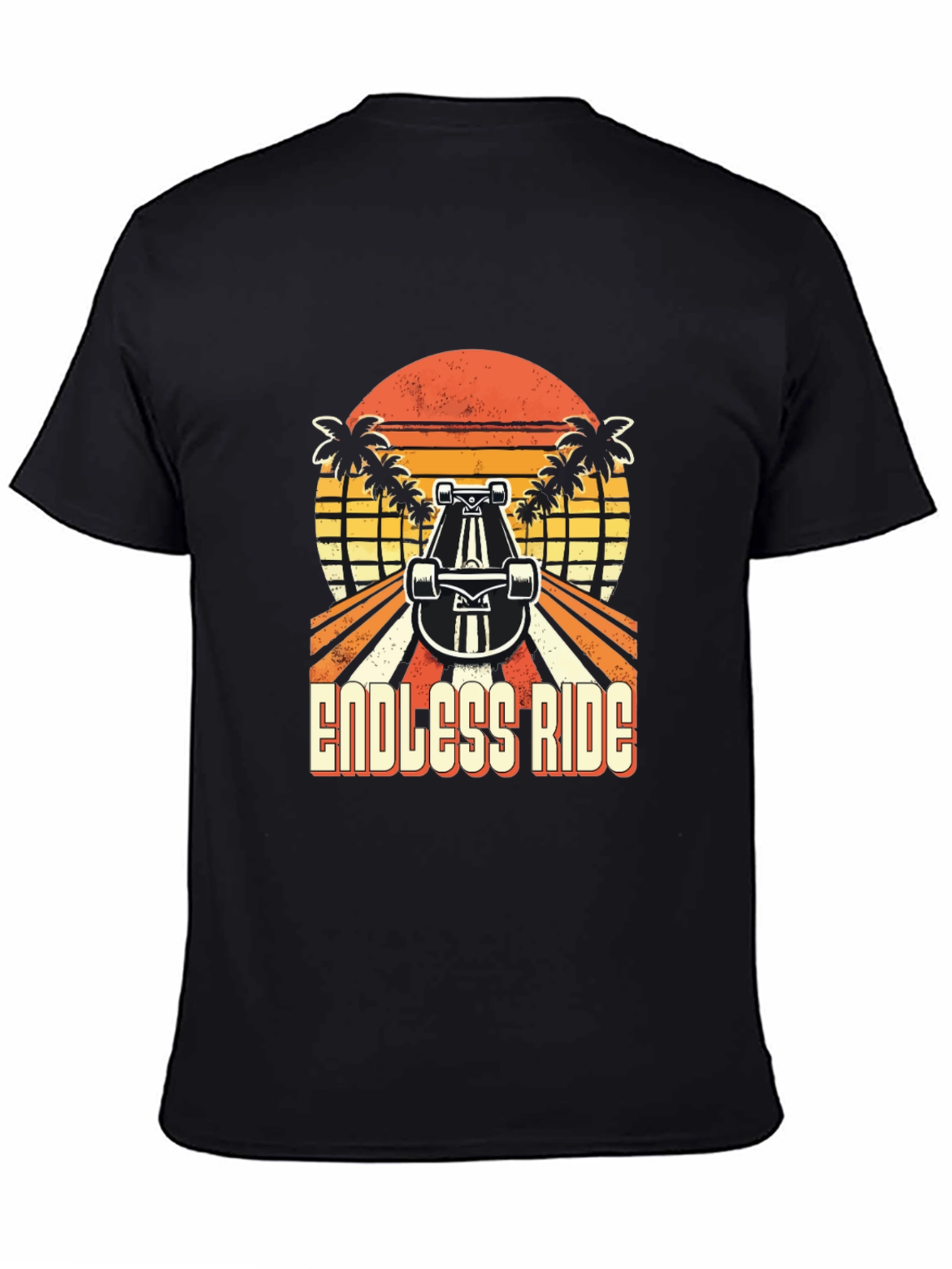 Endless Ride Skateboard T-Shirt Retro Sunset Palm Tree