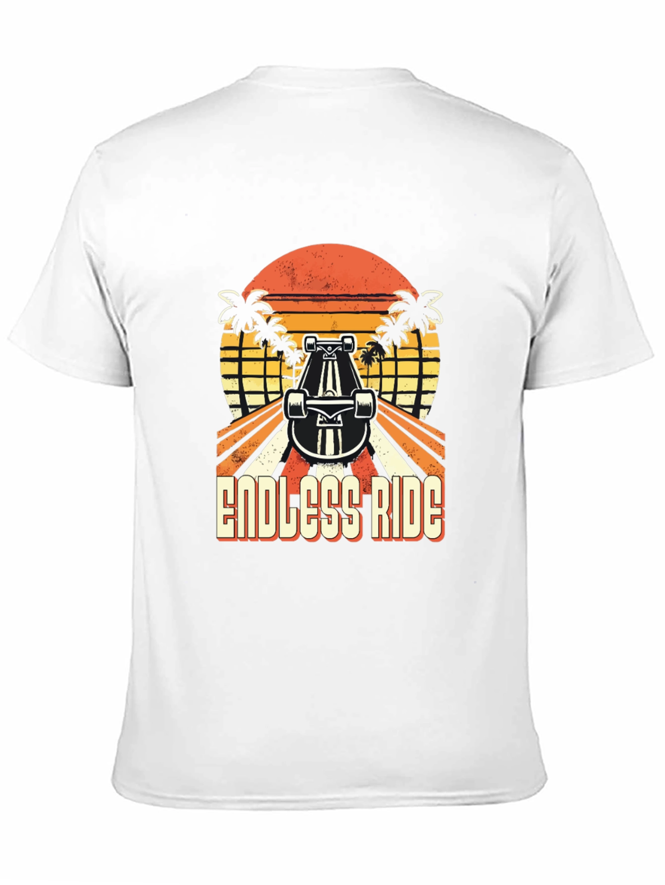 Endless Ride Skateboard T-Shirt Retro Sunset Palm Tree